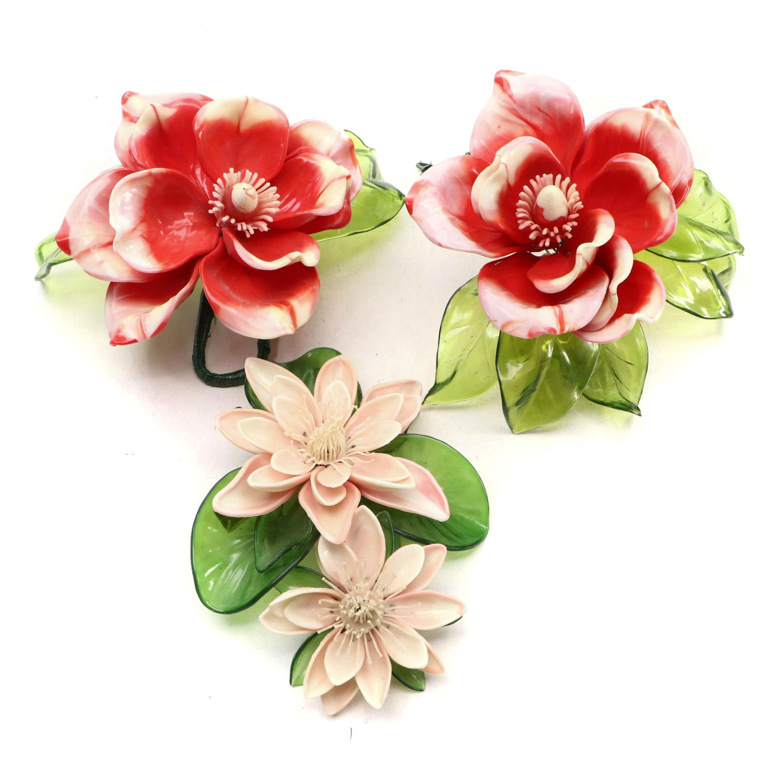 Joseph Markovits Resin Roses and Water Lily Figurines