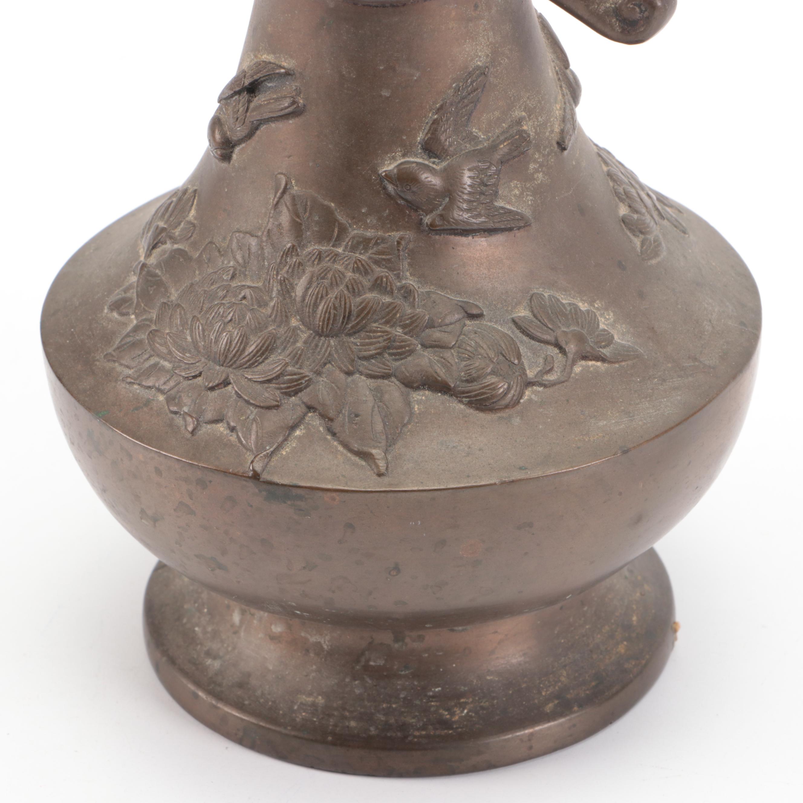 Japanese Art Nouveau Style Bronze Vase