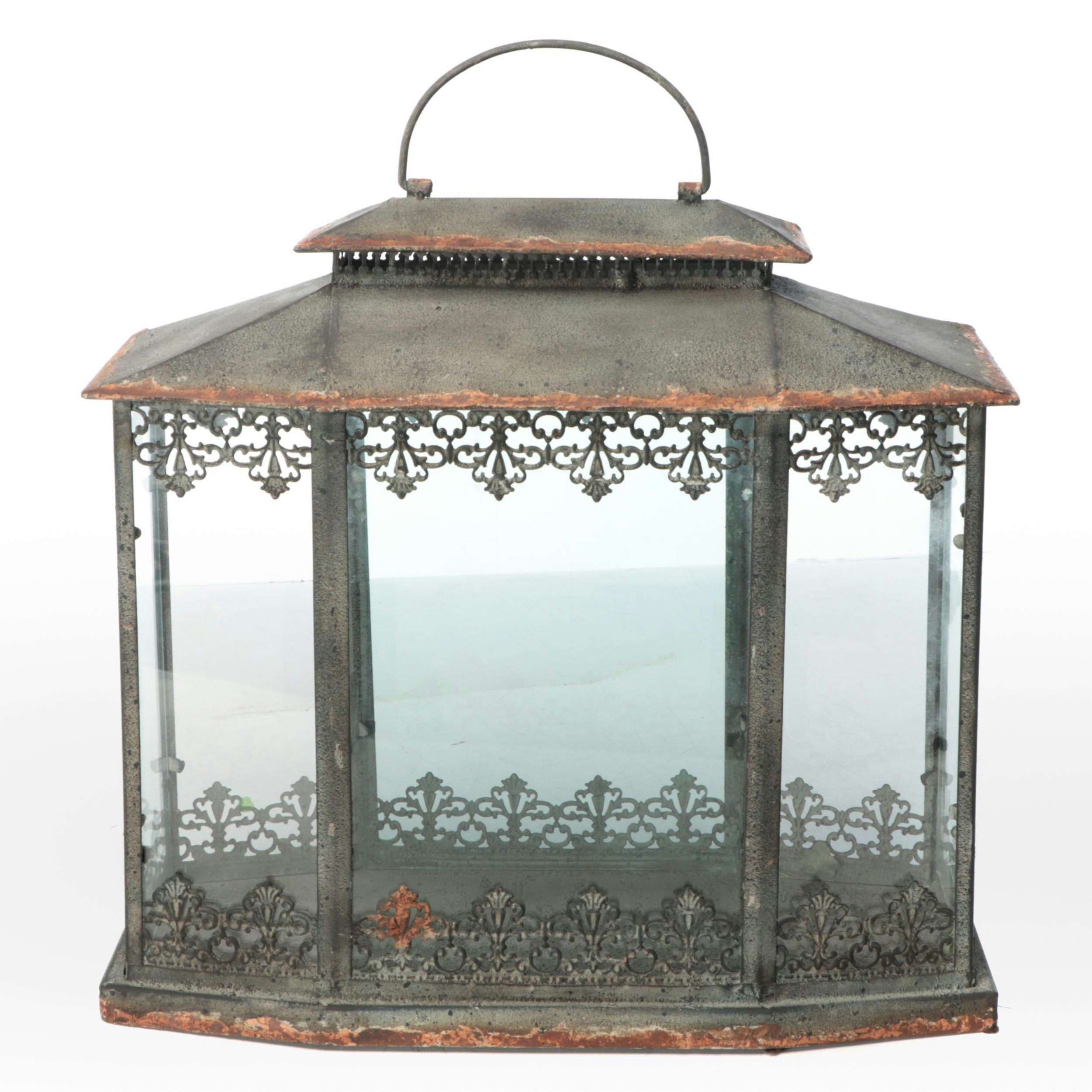 Victorian Style Cast Iron and Glass Hanging Terrarium