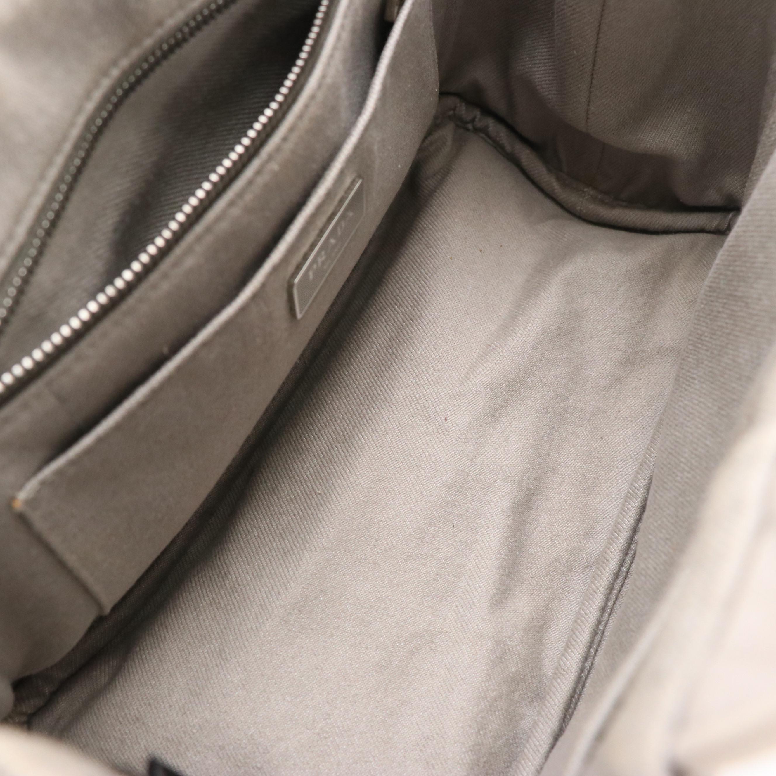 Prada Small Shopping Tote in Light Gray Canapa Logo Canvas