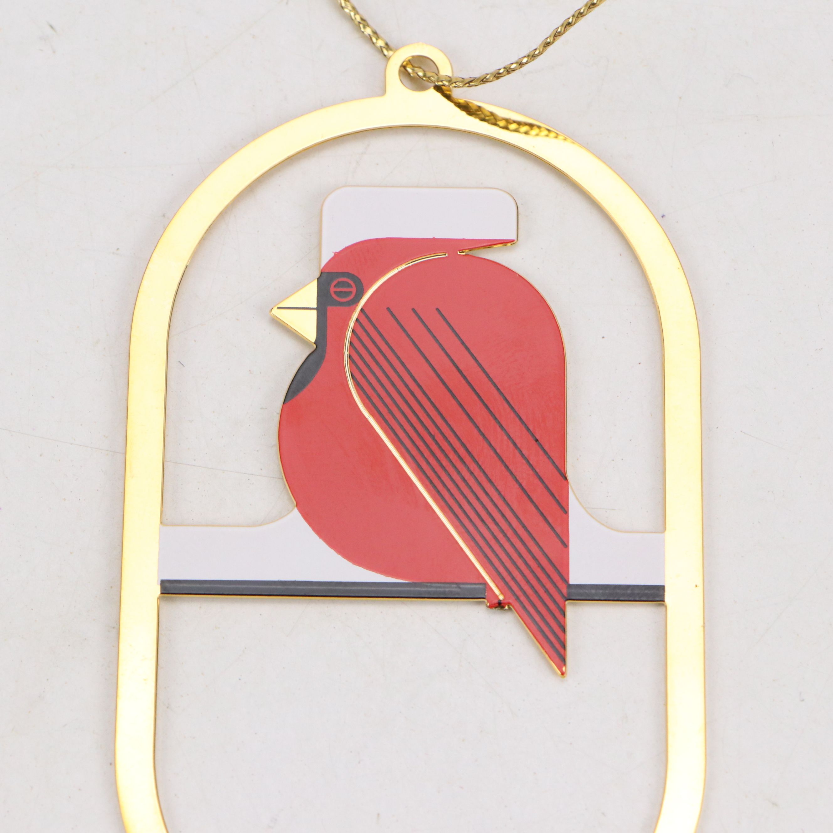 Nature's Niche Charley Harper "Cool Cardinal" Brass Christmas Ornament, 1997