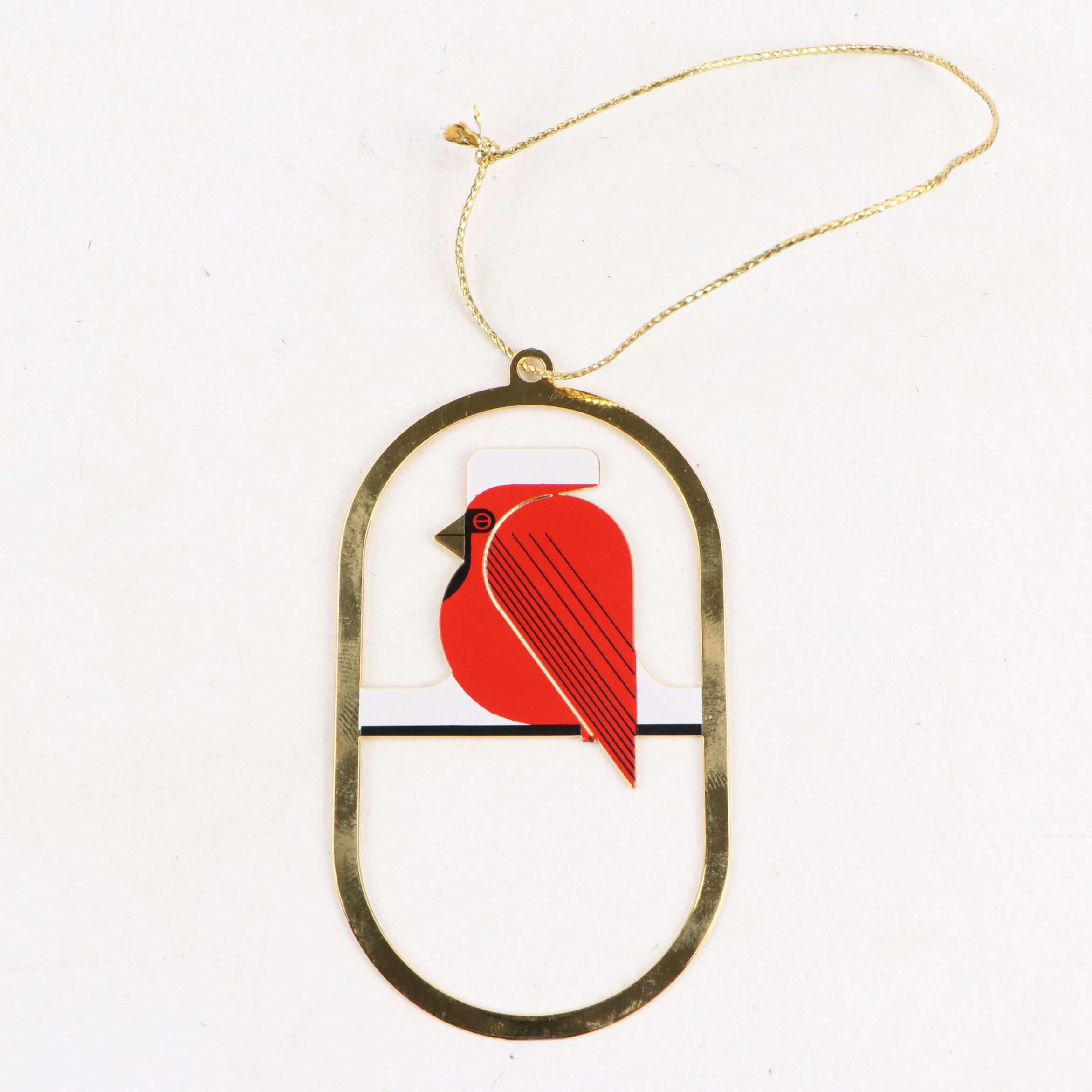 Nature's Niche Charley Harper "Cool Cardinal" Brass Christmas Ornament, 1997