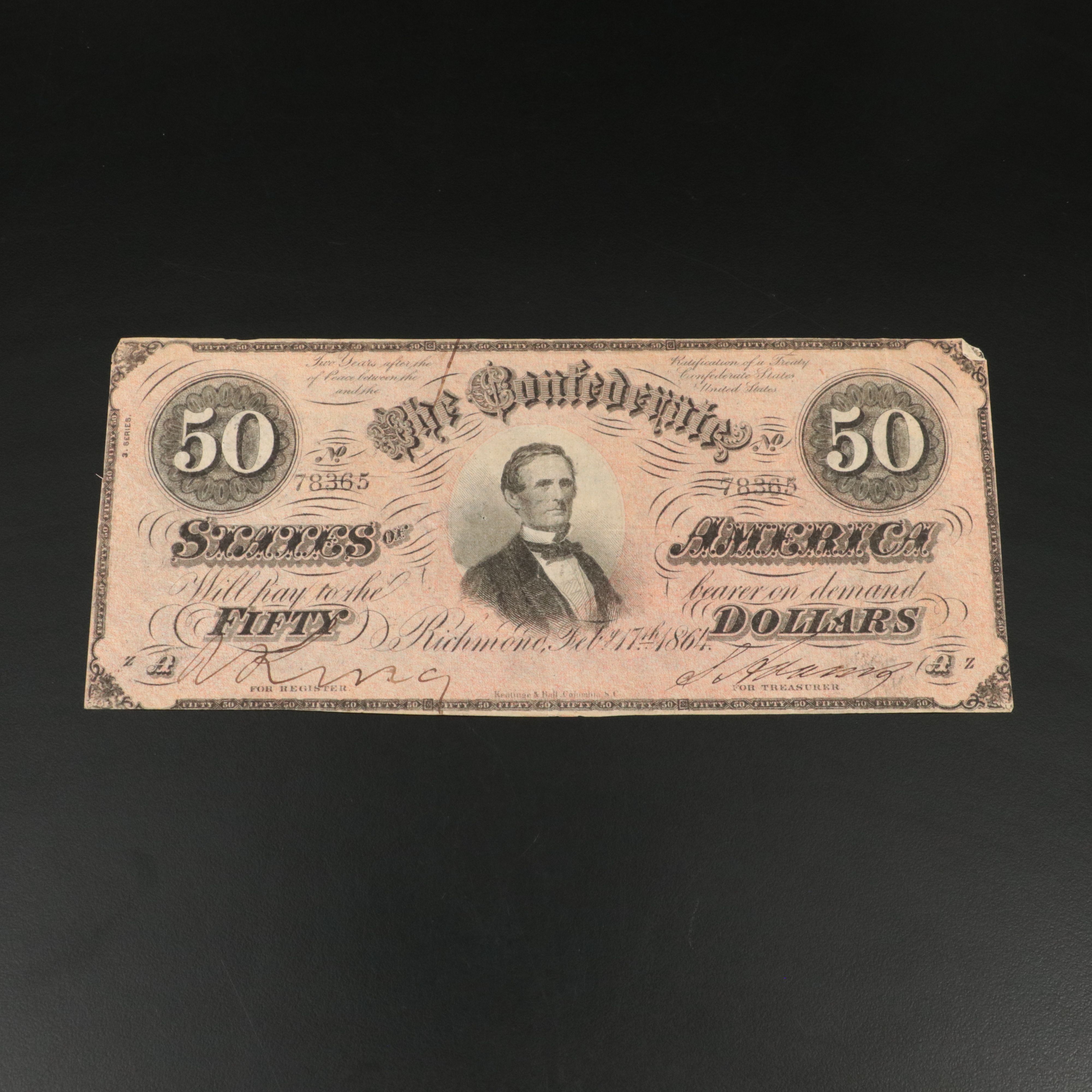 1864 Confederate Fifty Dollar Note