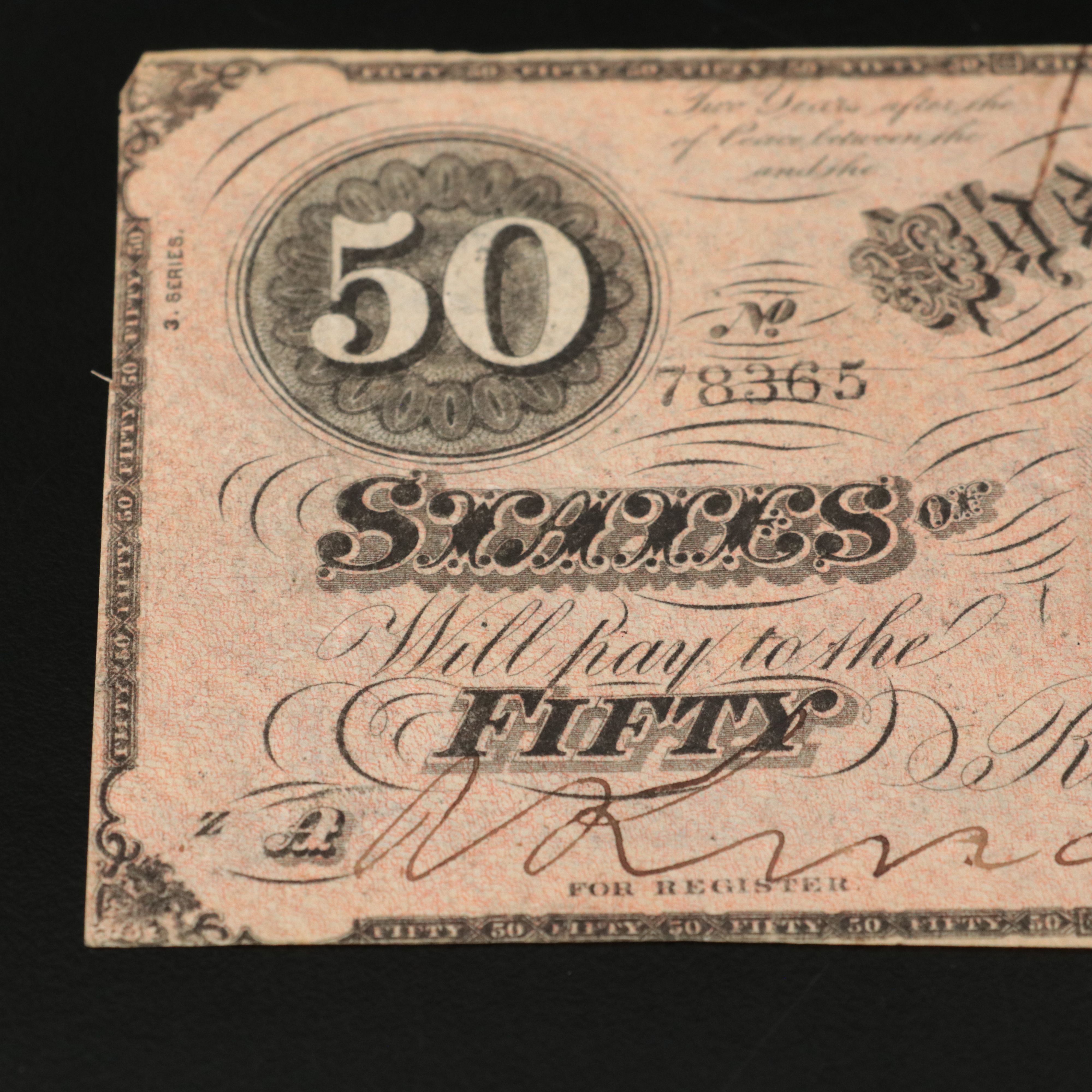 1864 Confederate Fifty Dollar Note
