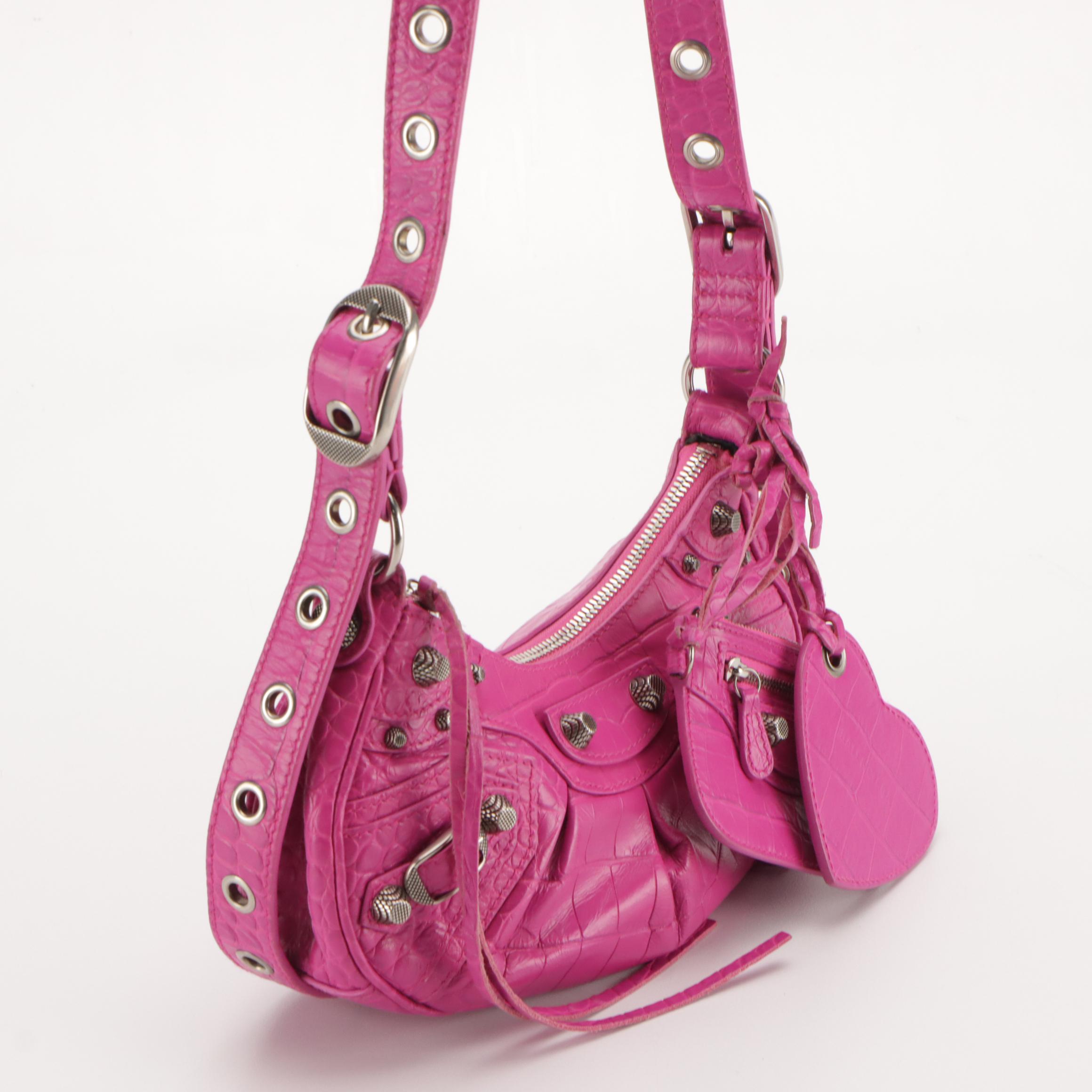 Balenciaga Le Cagole XS Shoulder Bag in Pink Lambskin Leather and Arena Hardware