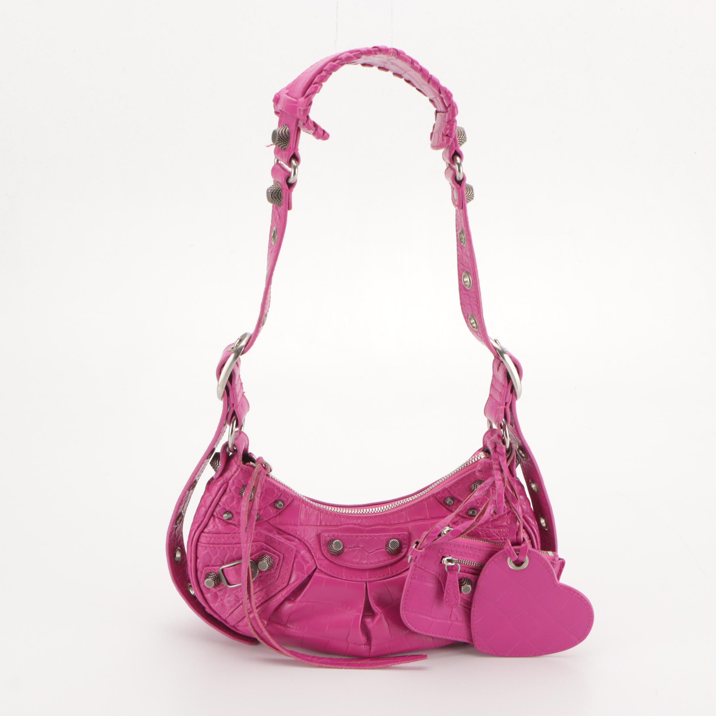 Balenciaga Le Cagole XS Shoulder Bag in Pink Lambskin Leather and Arena Hardware