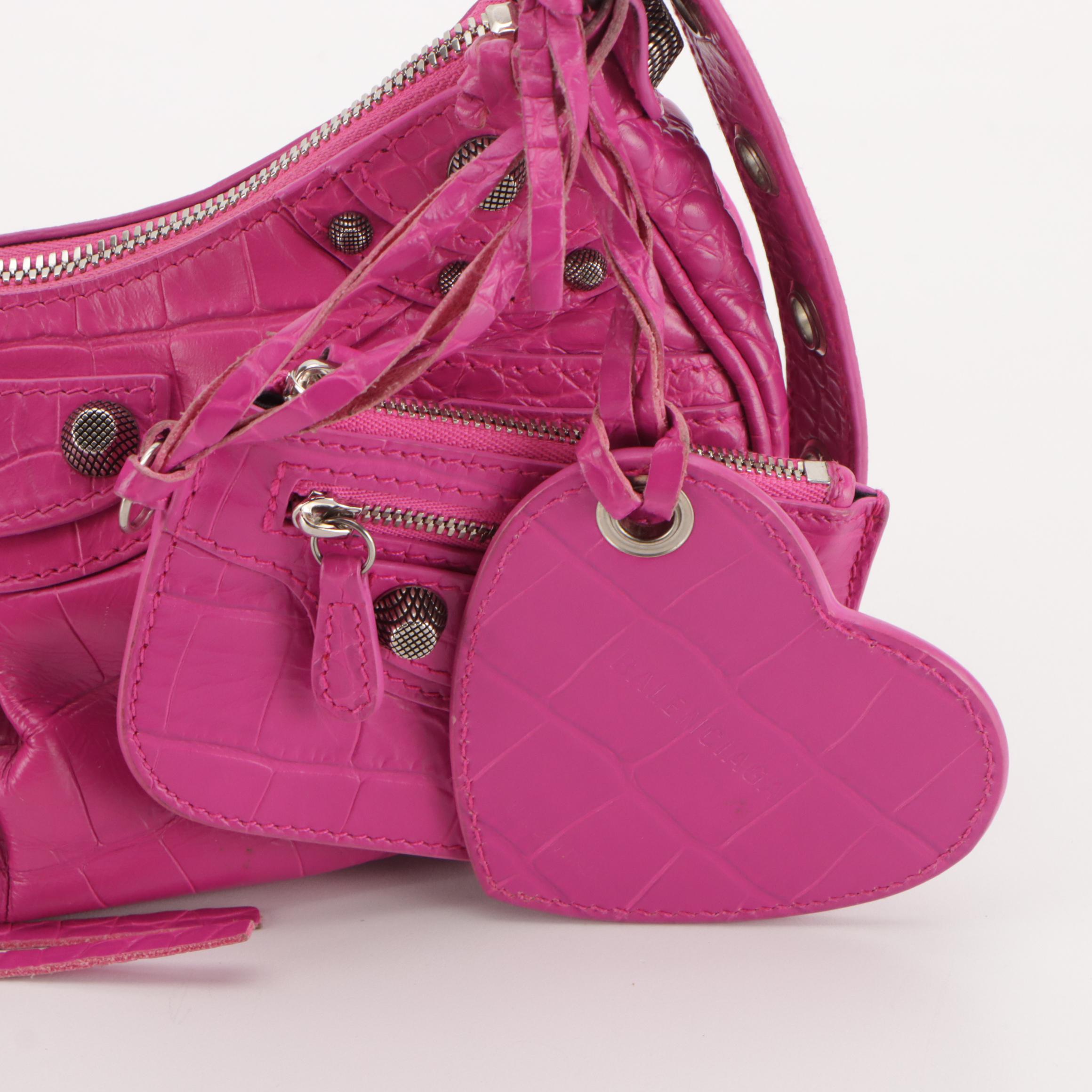 Balenciaga Le Cagole XS Shoulder Bag in Pink Lambskin Leather and Arena Hardware