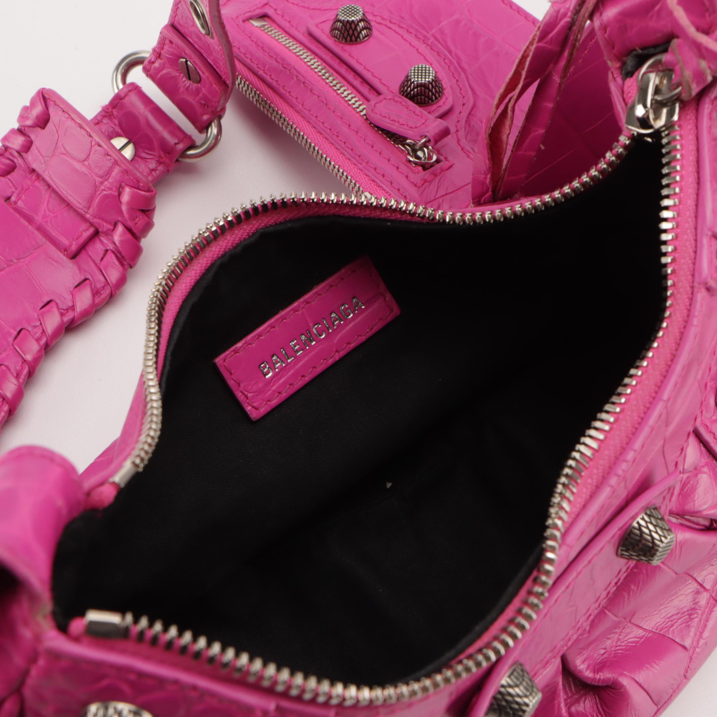 Balenciaga Le Cagole XS Shoulder Bag in Pink Lambskin Leather and Arena Hardware