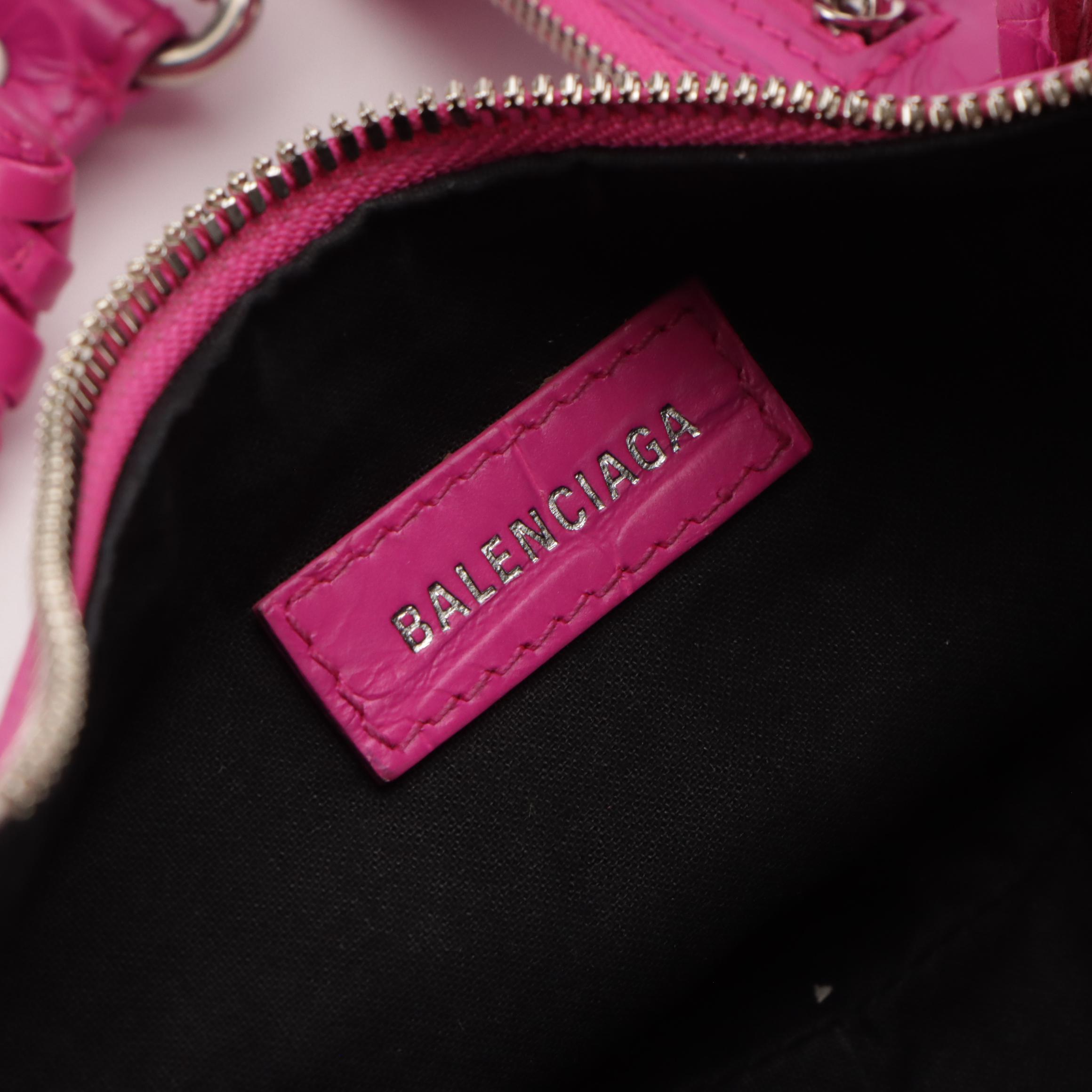 Balenciaga Le Cagole XS Shoulder Bag in Pink Lambskin Leather and Arena Hardware