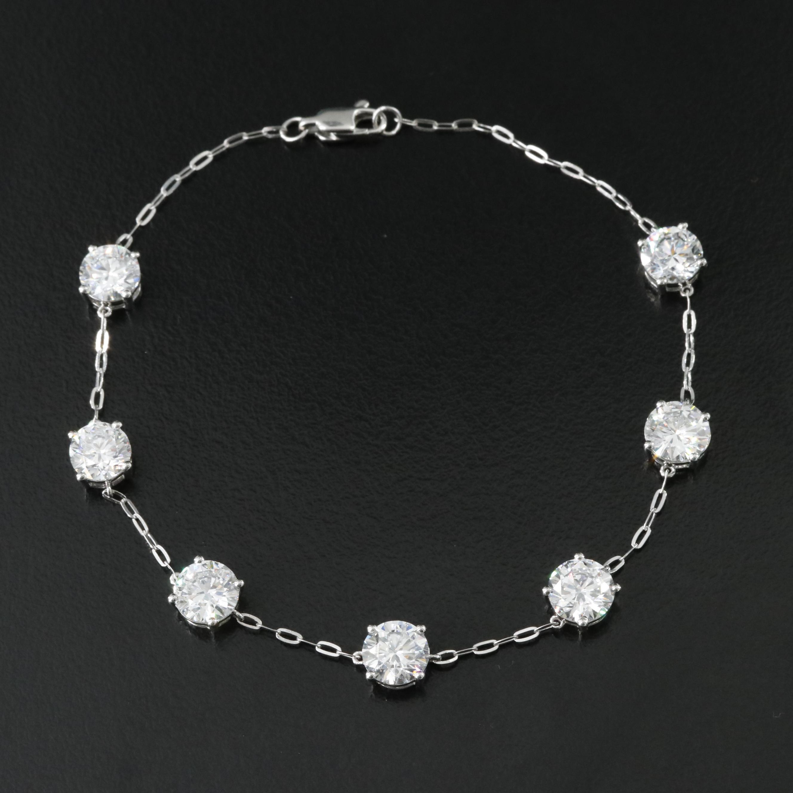 Platinum 7.15 CTW Lab Grown Diamond Station Bracelet