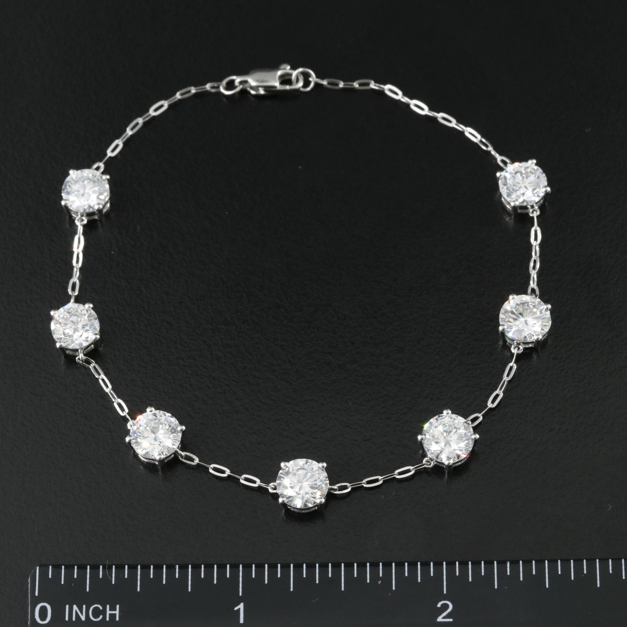 Platinum 7.15 CTW Lab Grown Diamond Station Bracelet