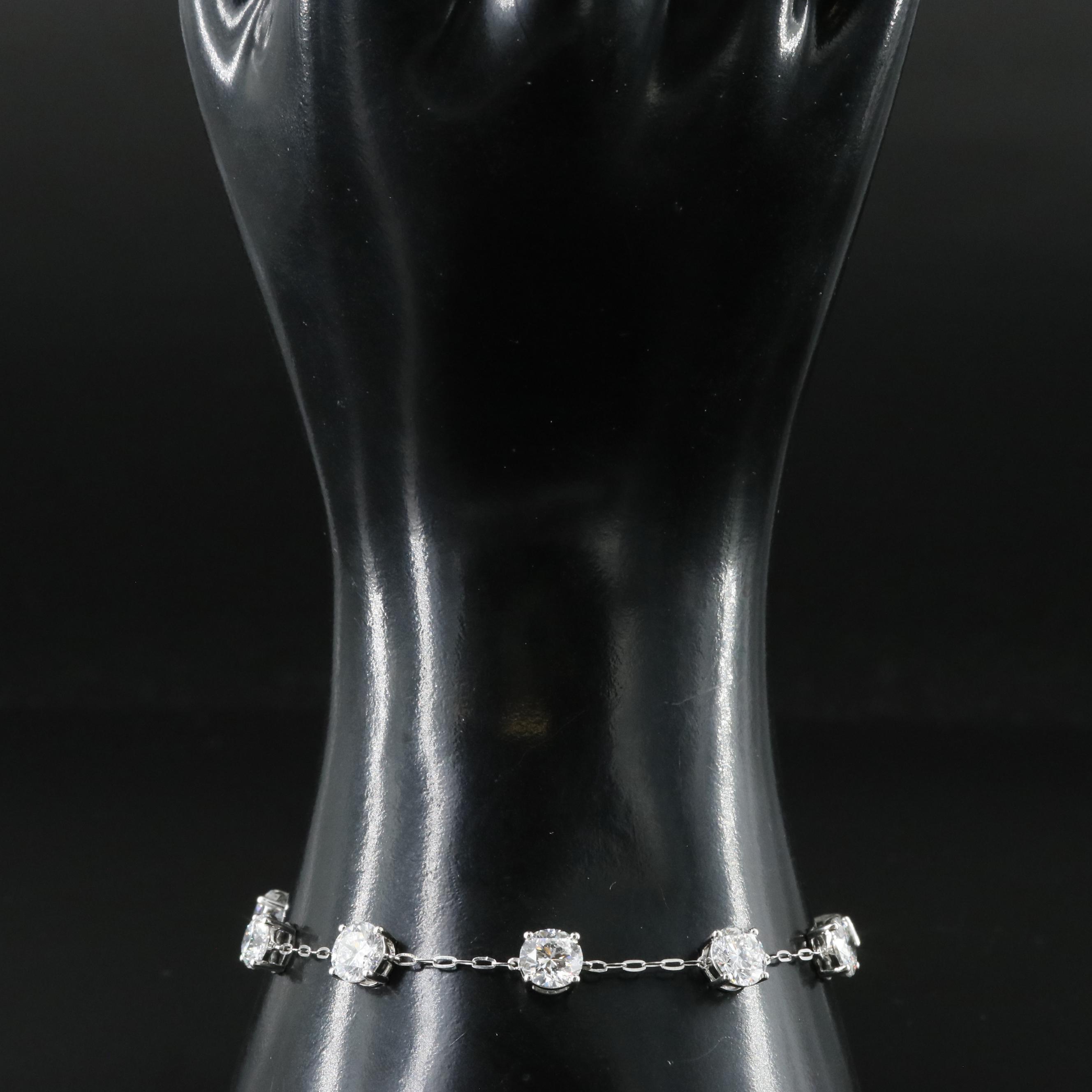 Platinum 7.15 CTW Lab Grown Diamond Station Bracelet