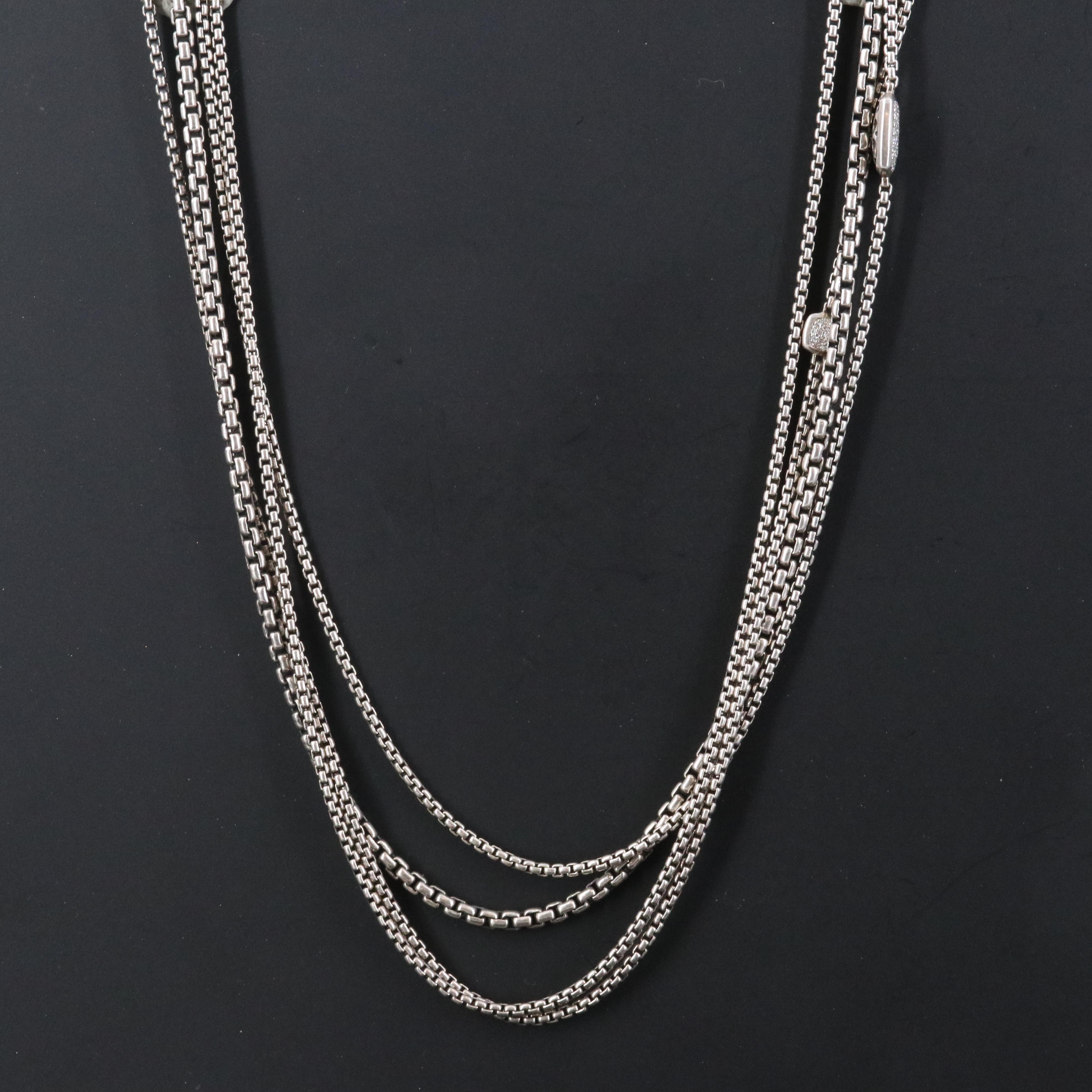 David Yurman Confetti Sterling 0.75 CTW Diamond Station Necklace