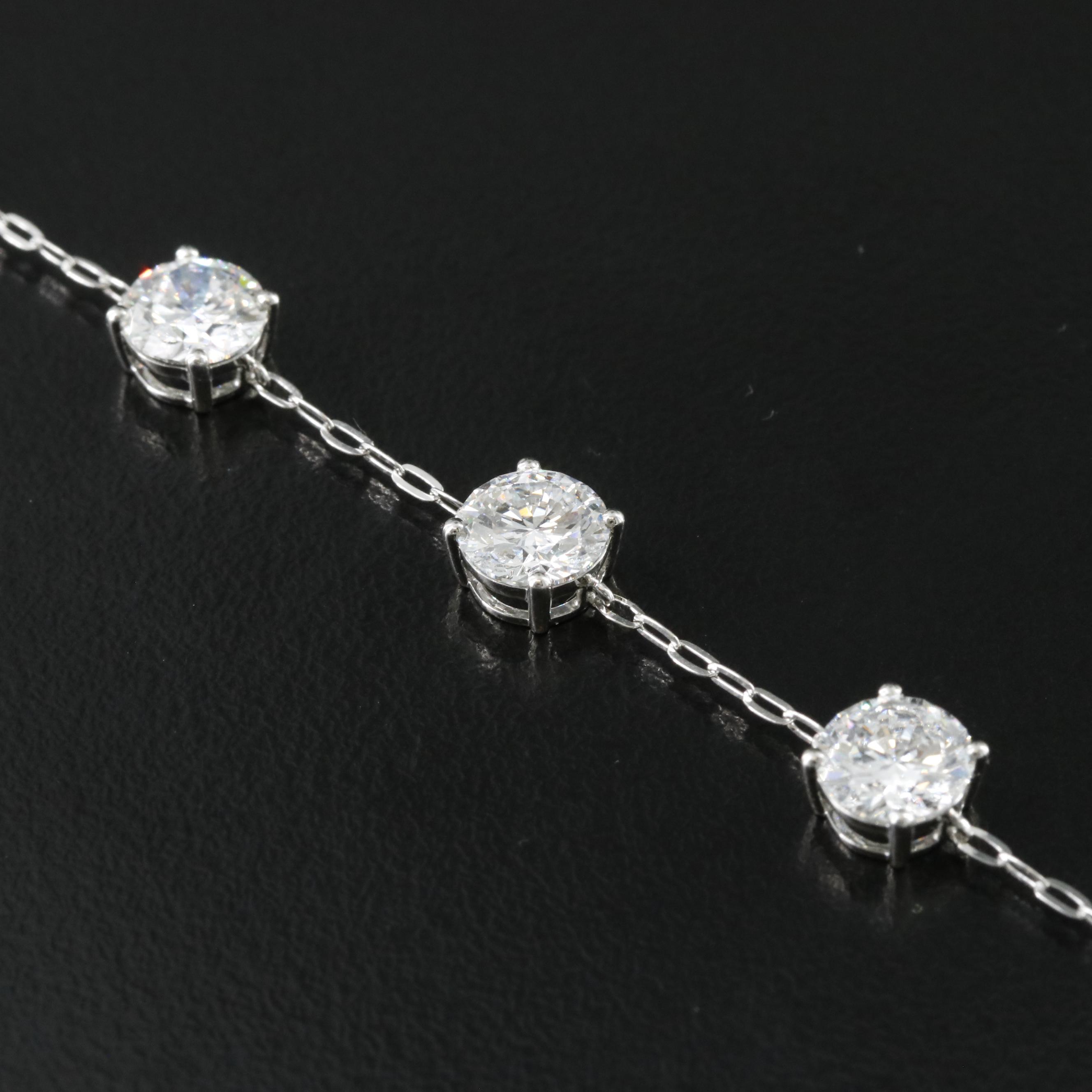 Platinum 7.15 CTW Lab Grown Diamond Station Bracelet