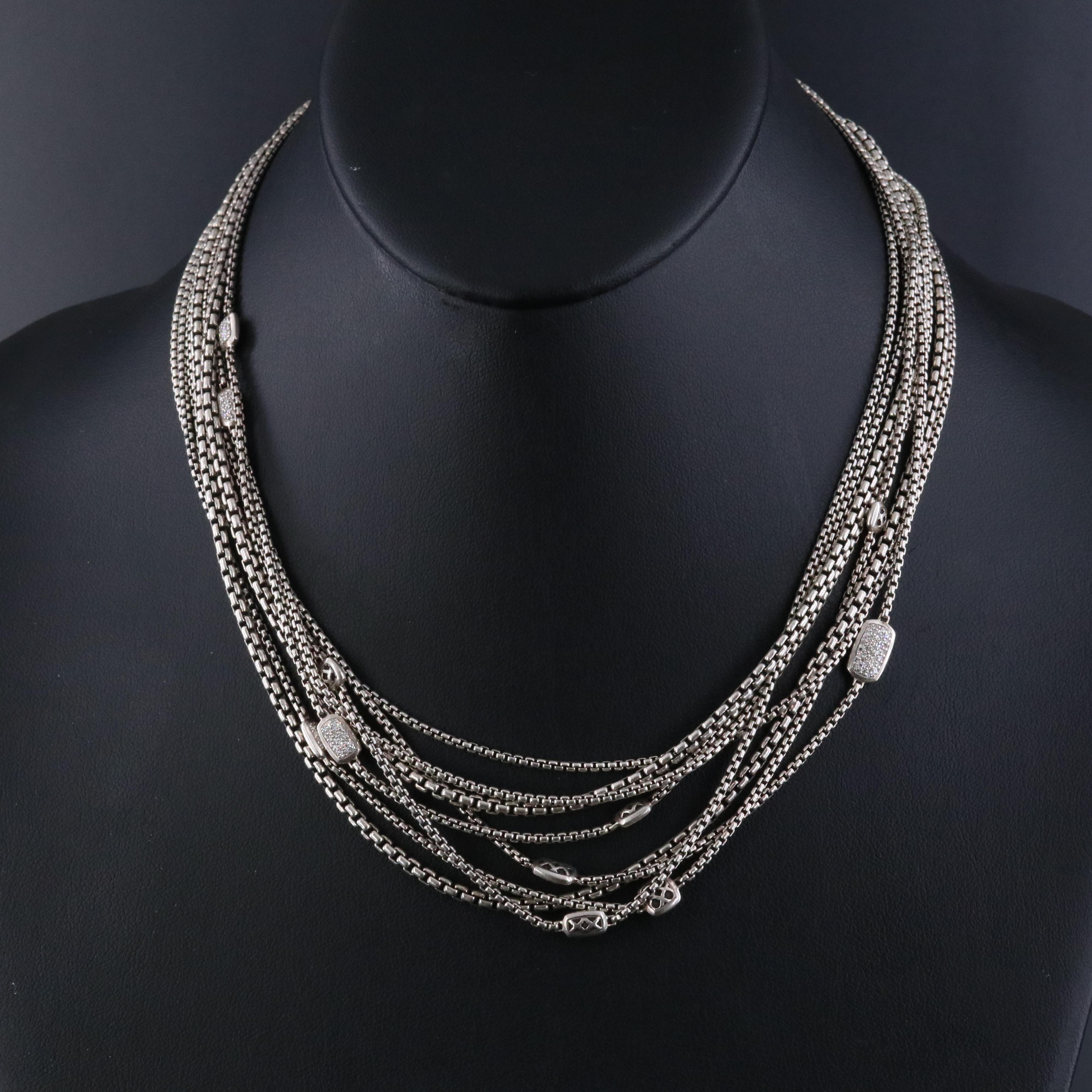 David Yurman Confetti Sterling 0.75 CTW Diamond Station Necklace