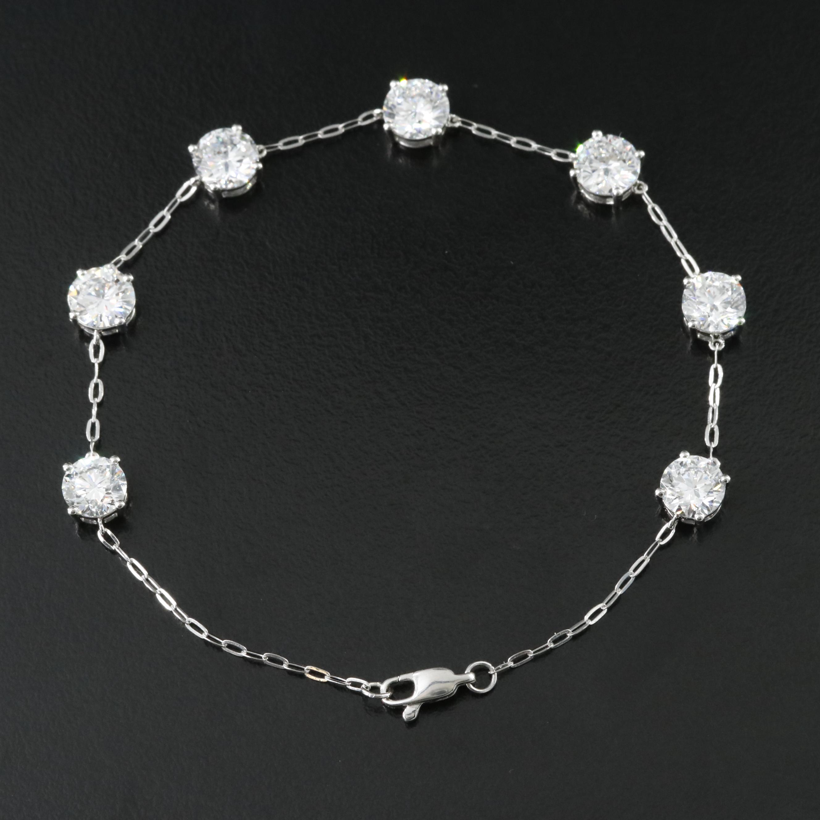 Platinum 7.15 CTW Lab Grown Diamond Station Bracelet