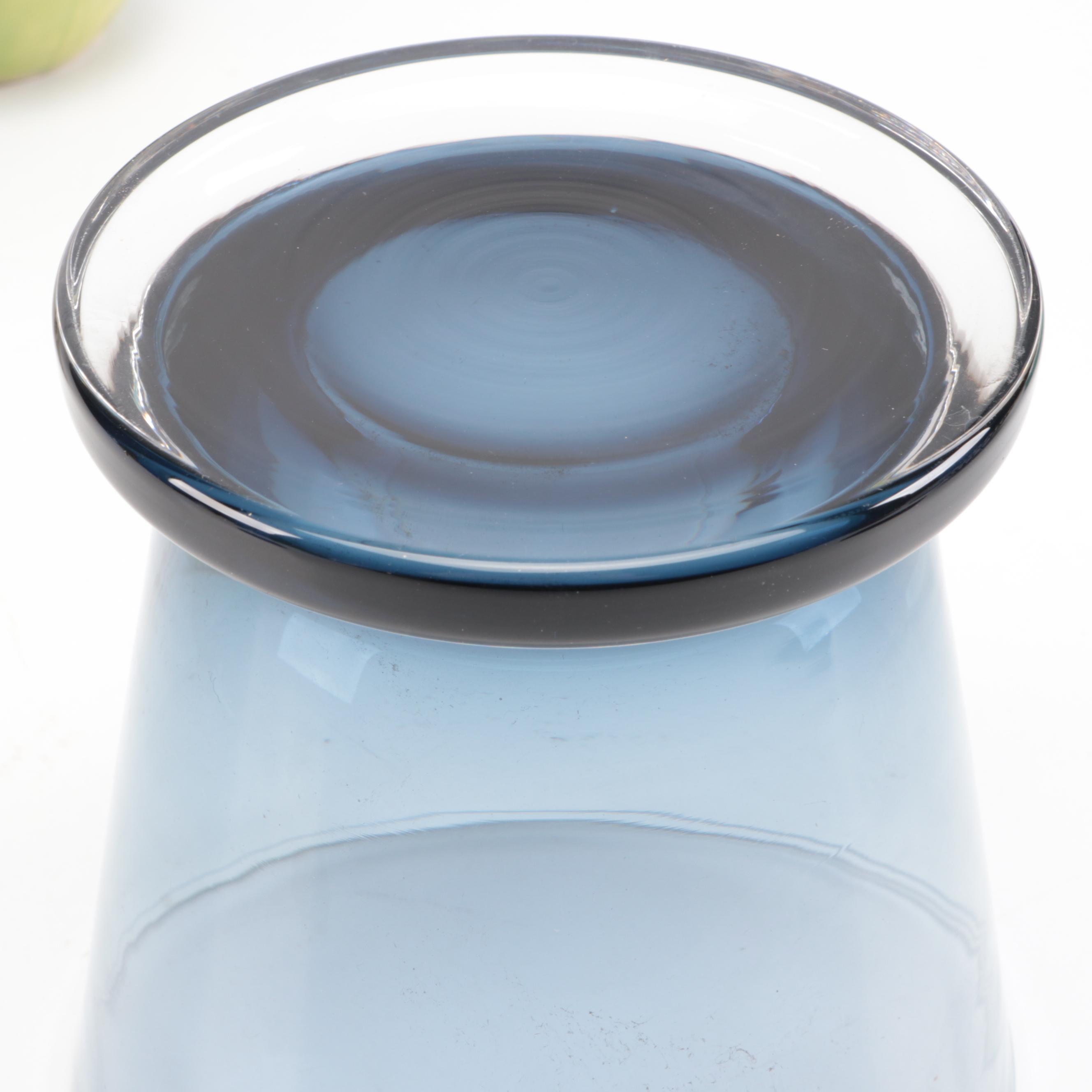 Evelyn LaMers Porcelain Vase, Pyrex "Blue Doily" Casserole with Other Vessels