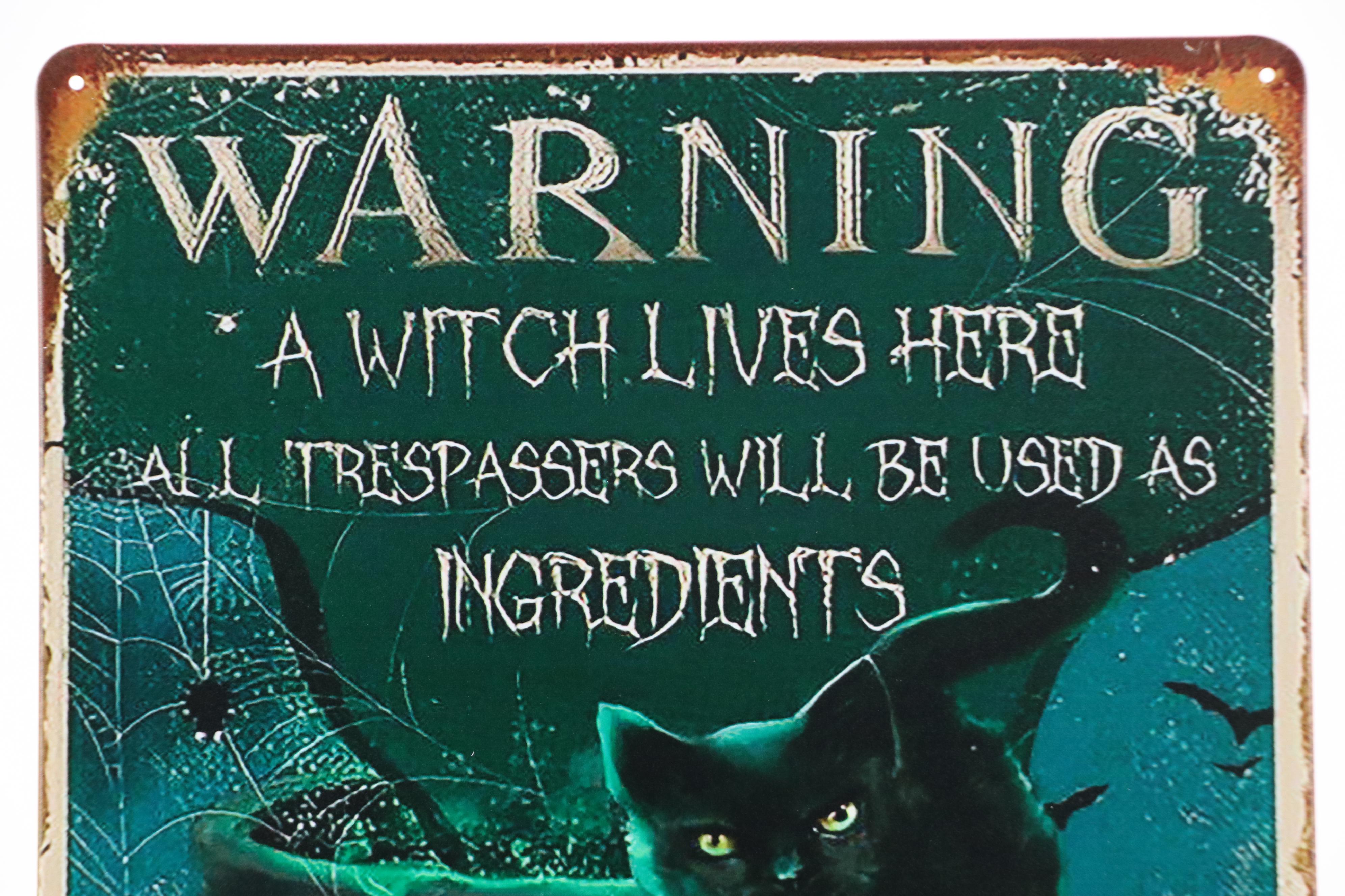 Novelty Halloween Giclée "Warning: A Witch Lives Here...," 21st Century