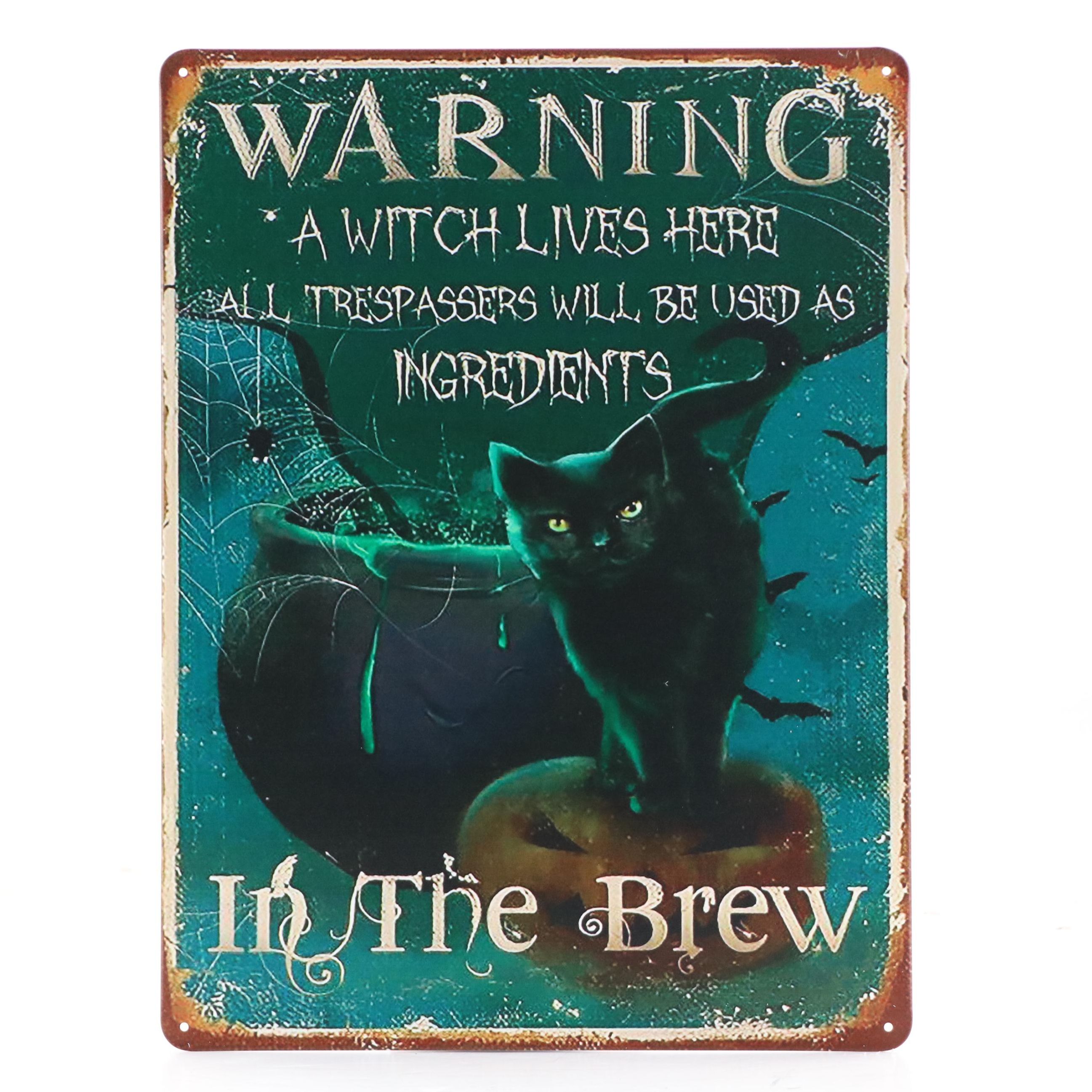 Novelty Halloween Giclée "Warning: A Witch Lives Here...," 21st Century