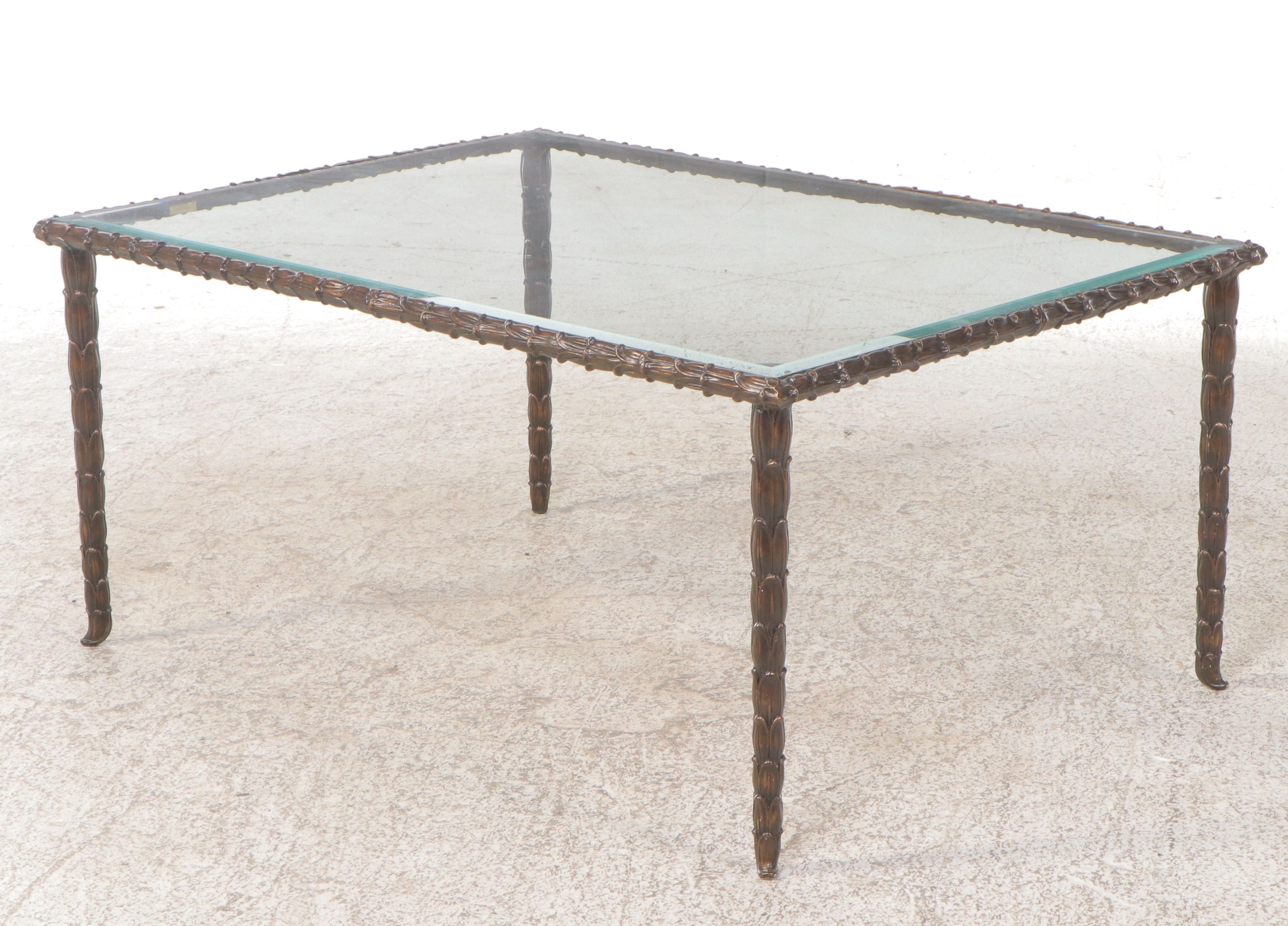 La Barge Metal Coffee Table with Glass Top