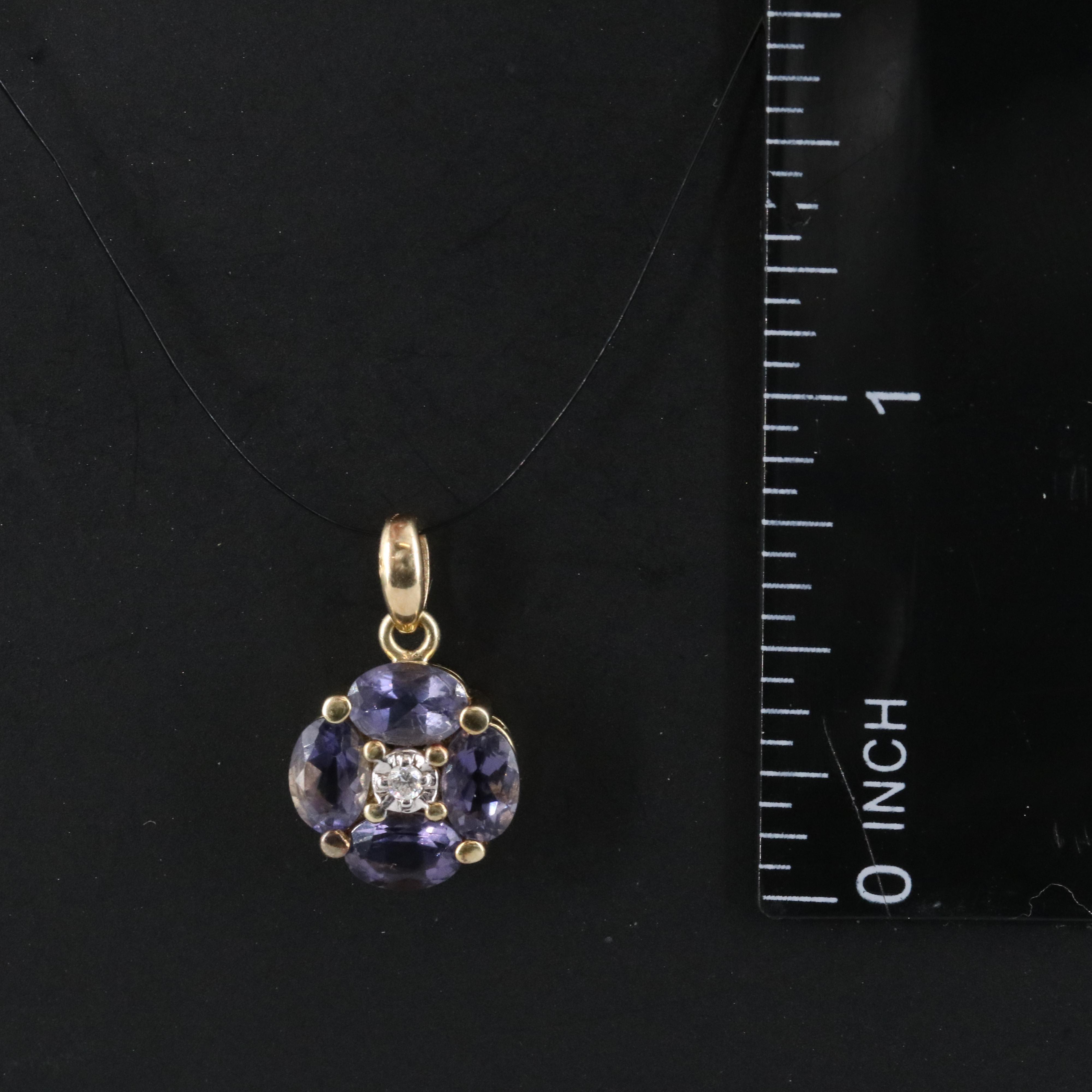 14K Iolite and Diamond Pendant