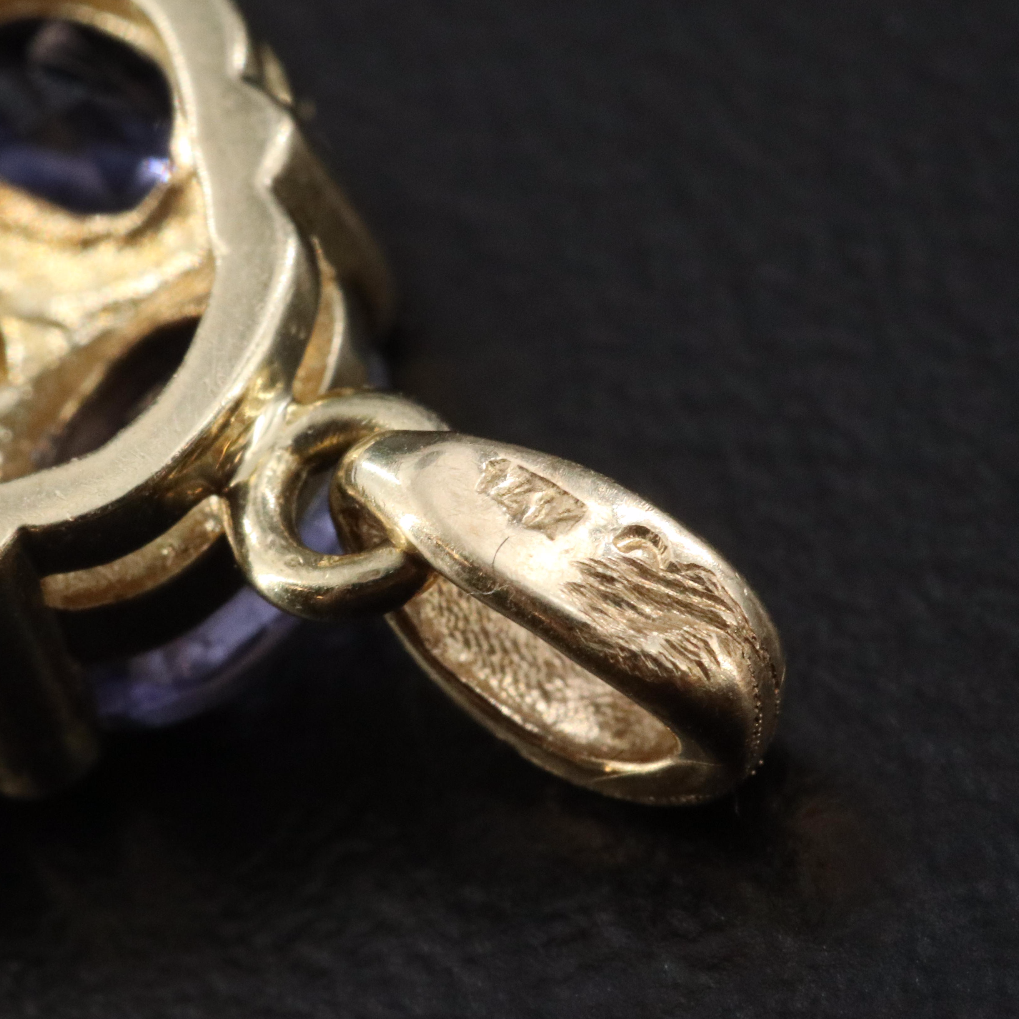 14K Iolite and Diamond Pendant