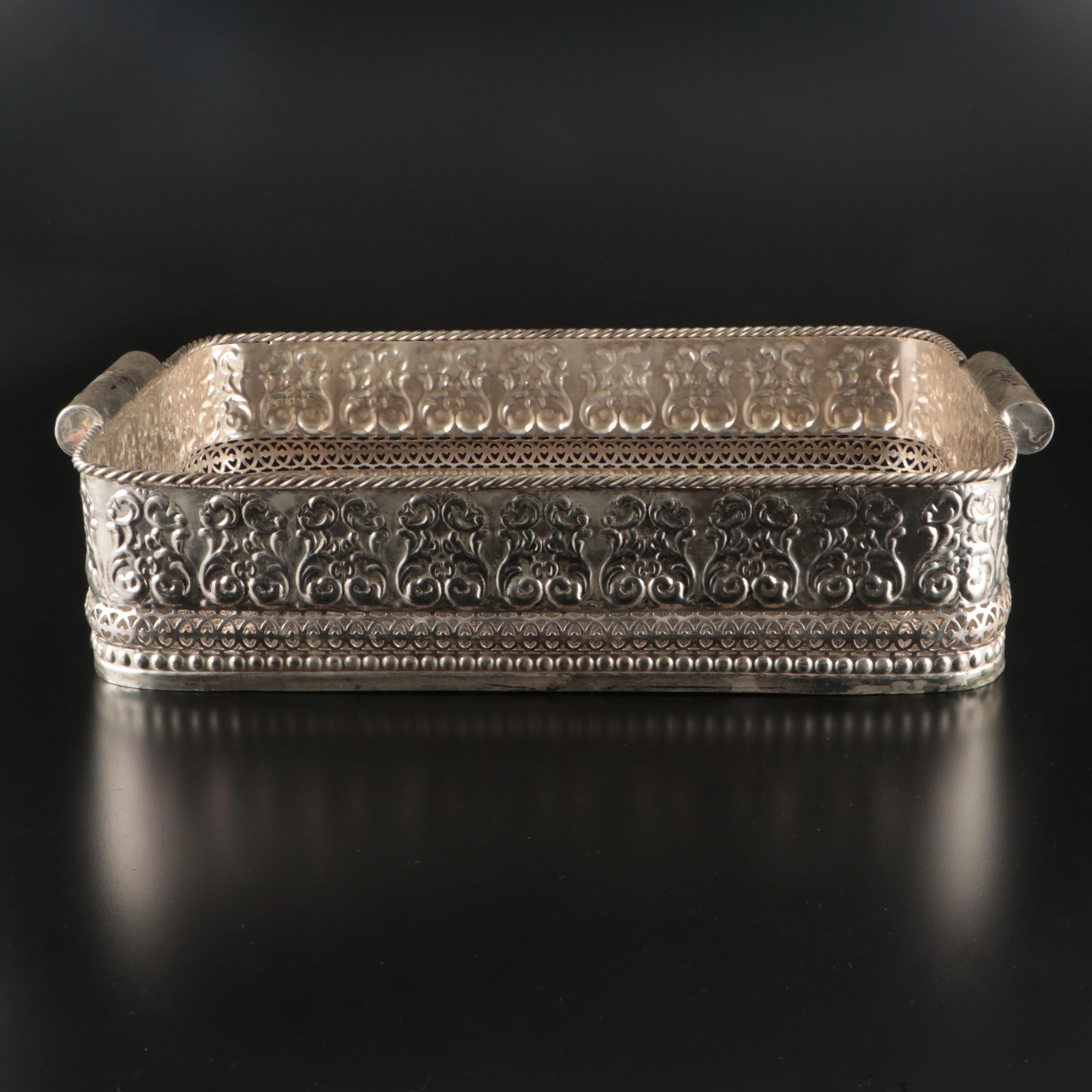 Castilian Indian Style Etched Silver Plate Serving Tray