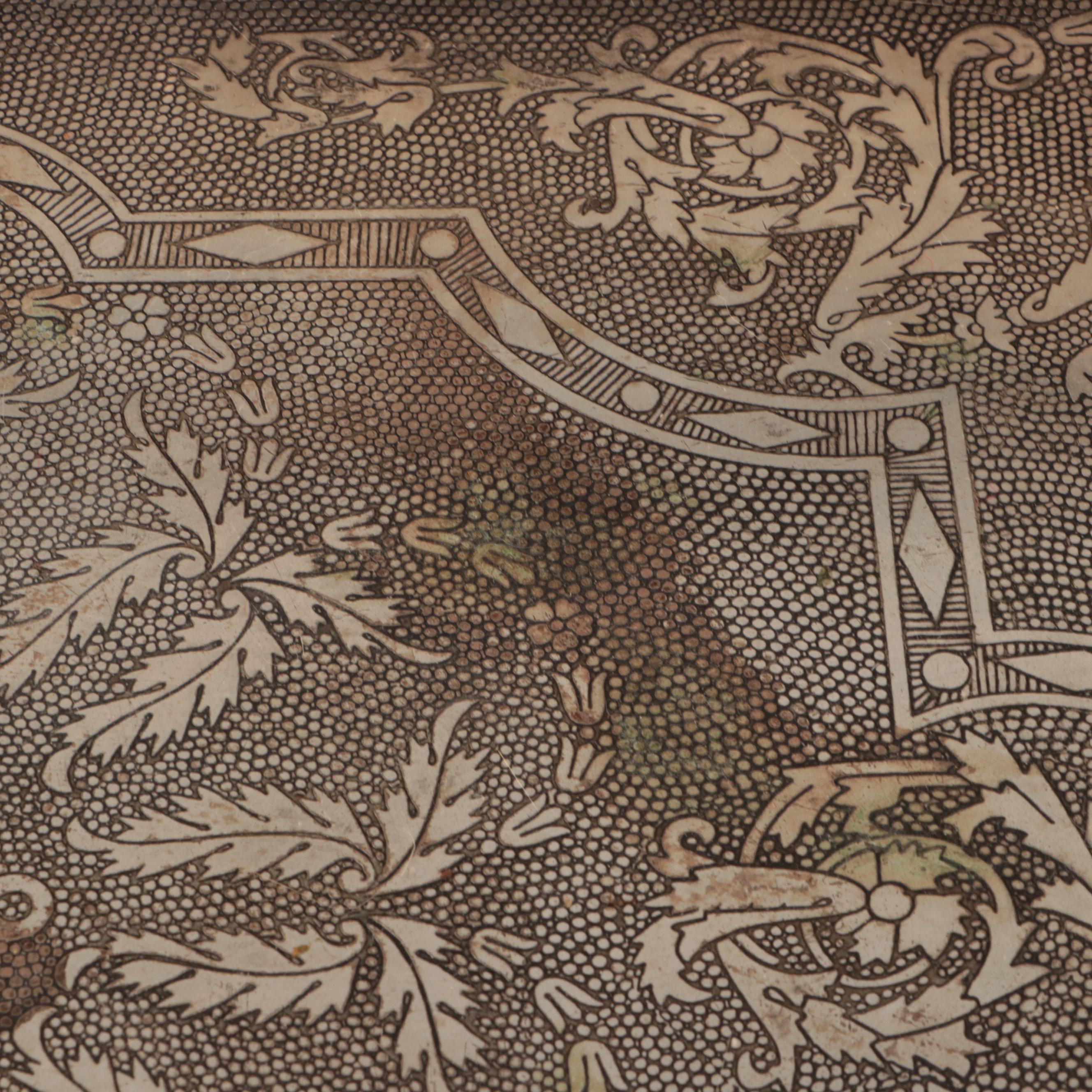 Castilian Indian Style Etched Silver Plate Serving Tray