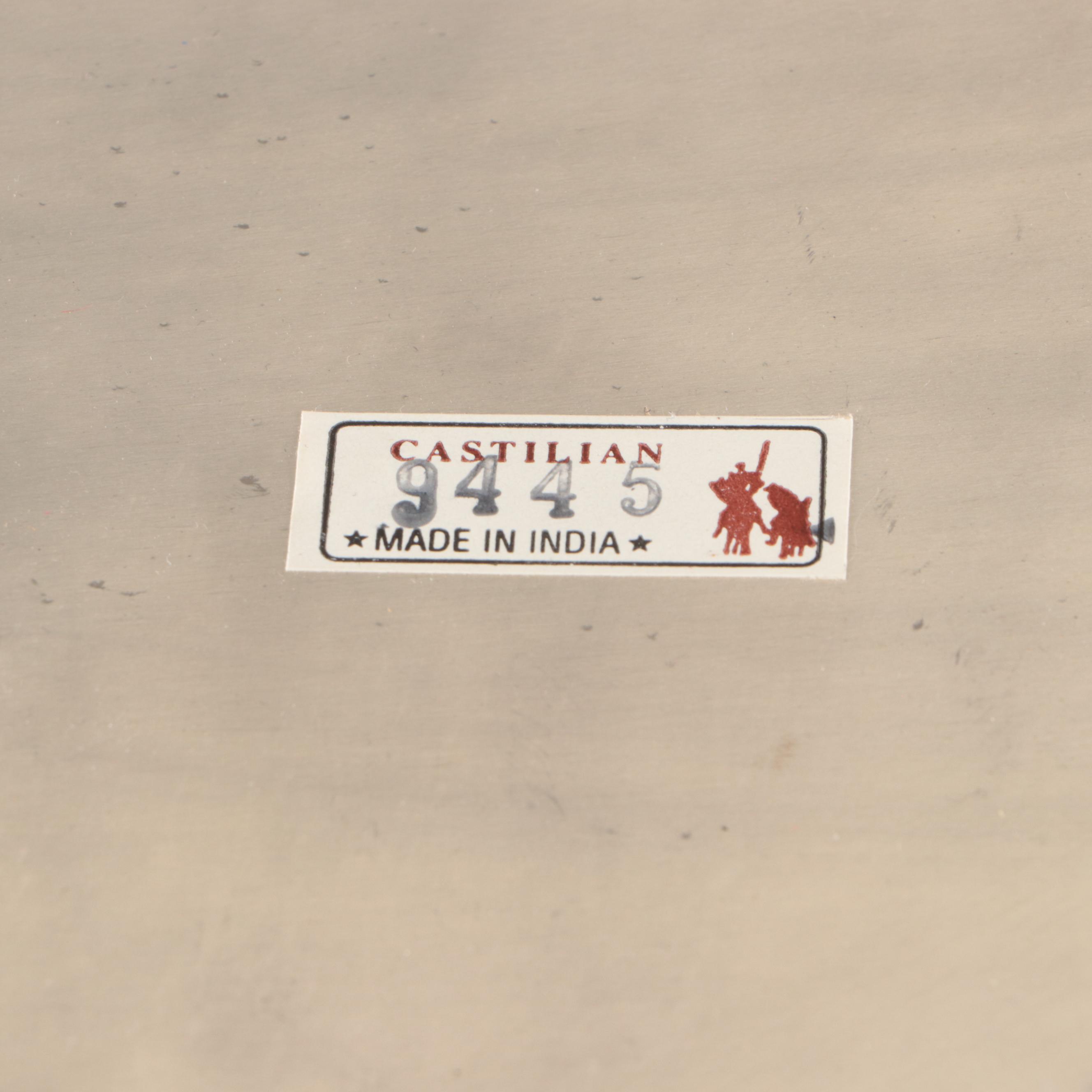 Castilian Indian Style Etched Silver Plate Serving Tray