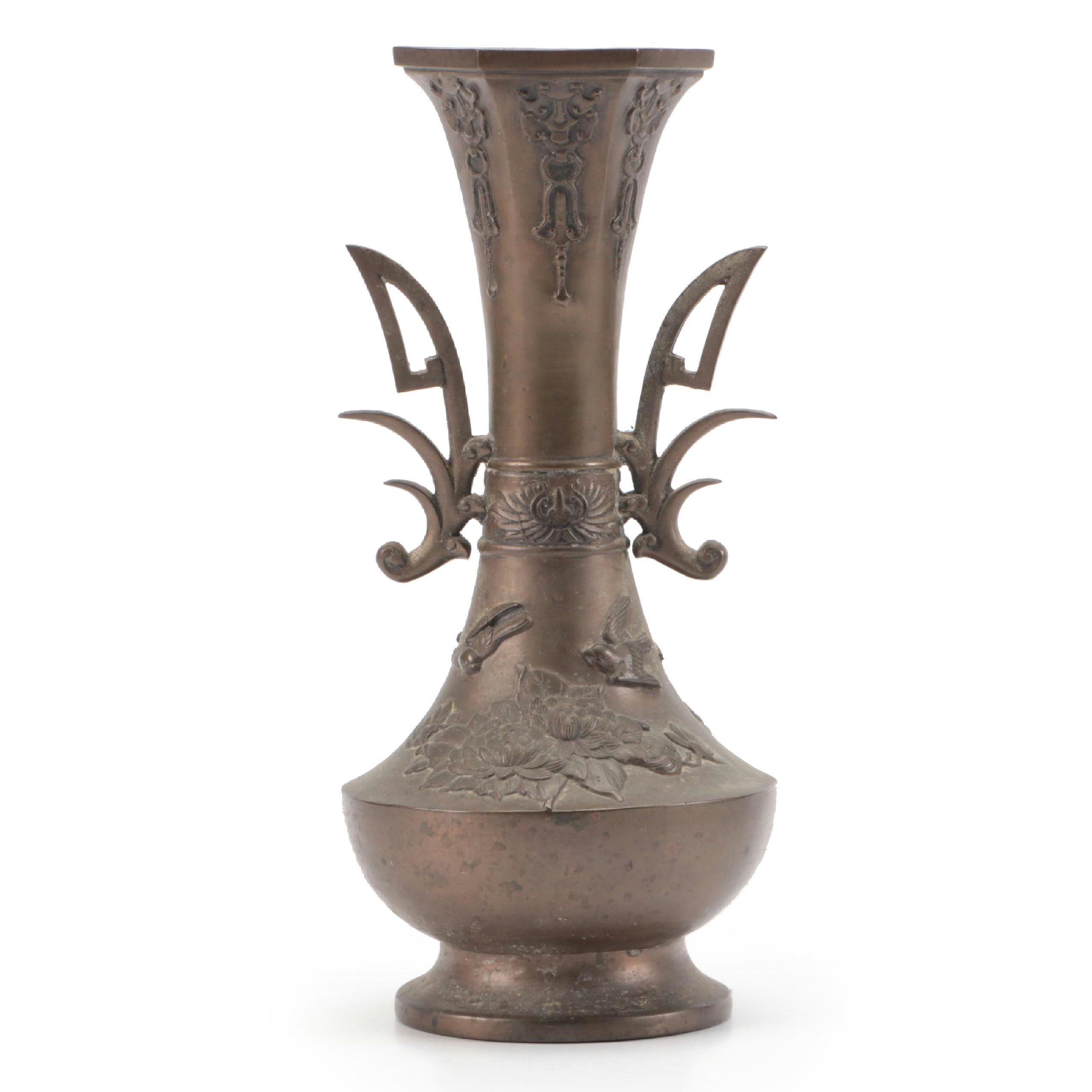 Japanese Art Nouveau Style Bronze Vase