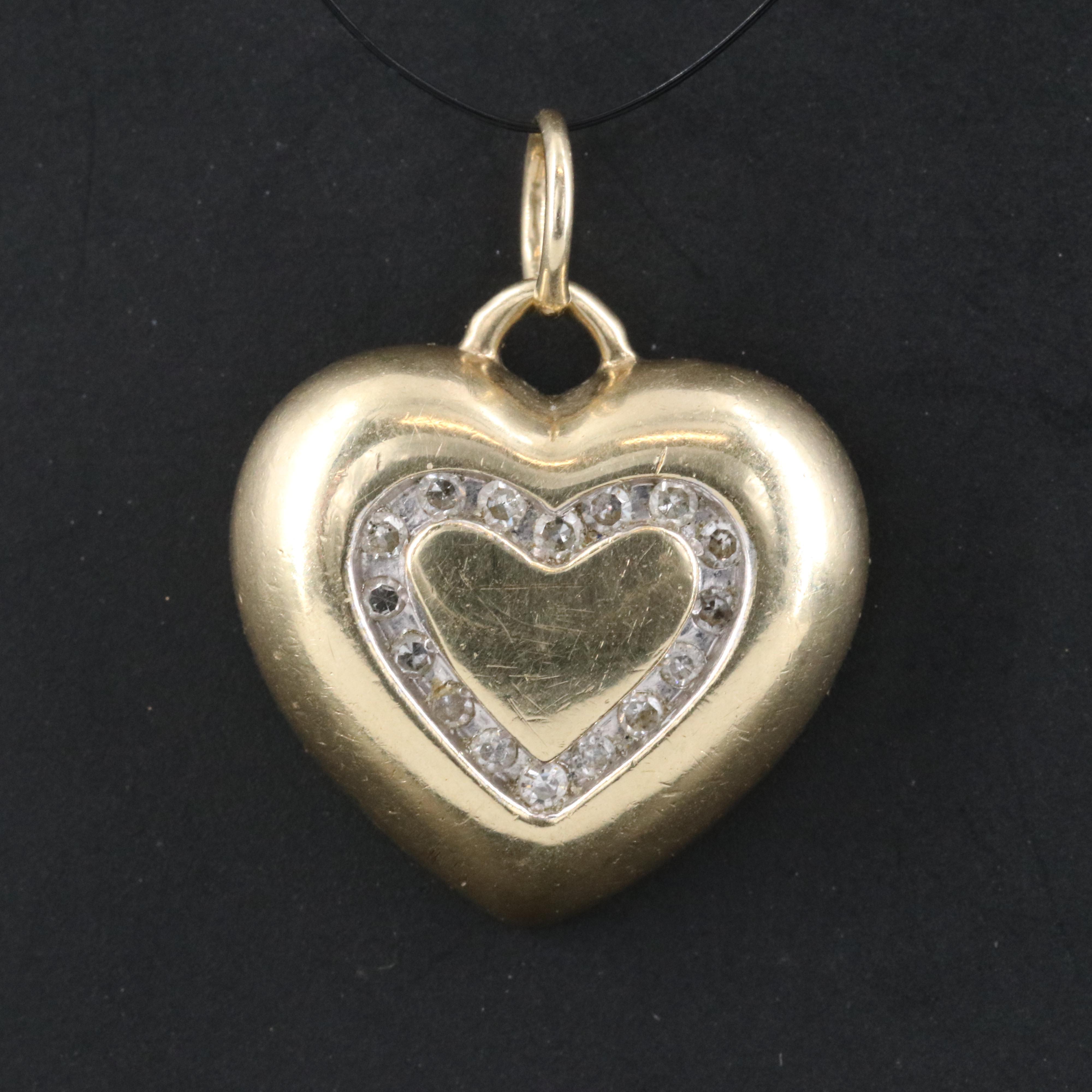 10K 0.12 CTW Diamond Heart Pendant