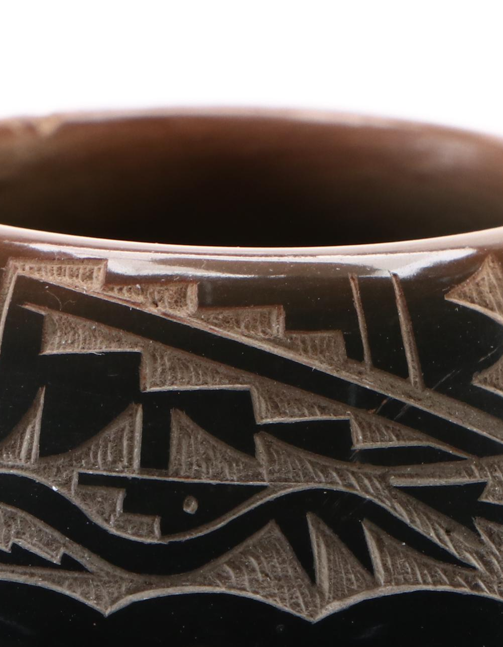 Geri Naranjo Santa Clara Miniature Ceramic Black and Sienna Pot