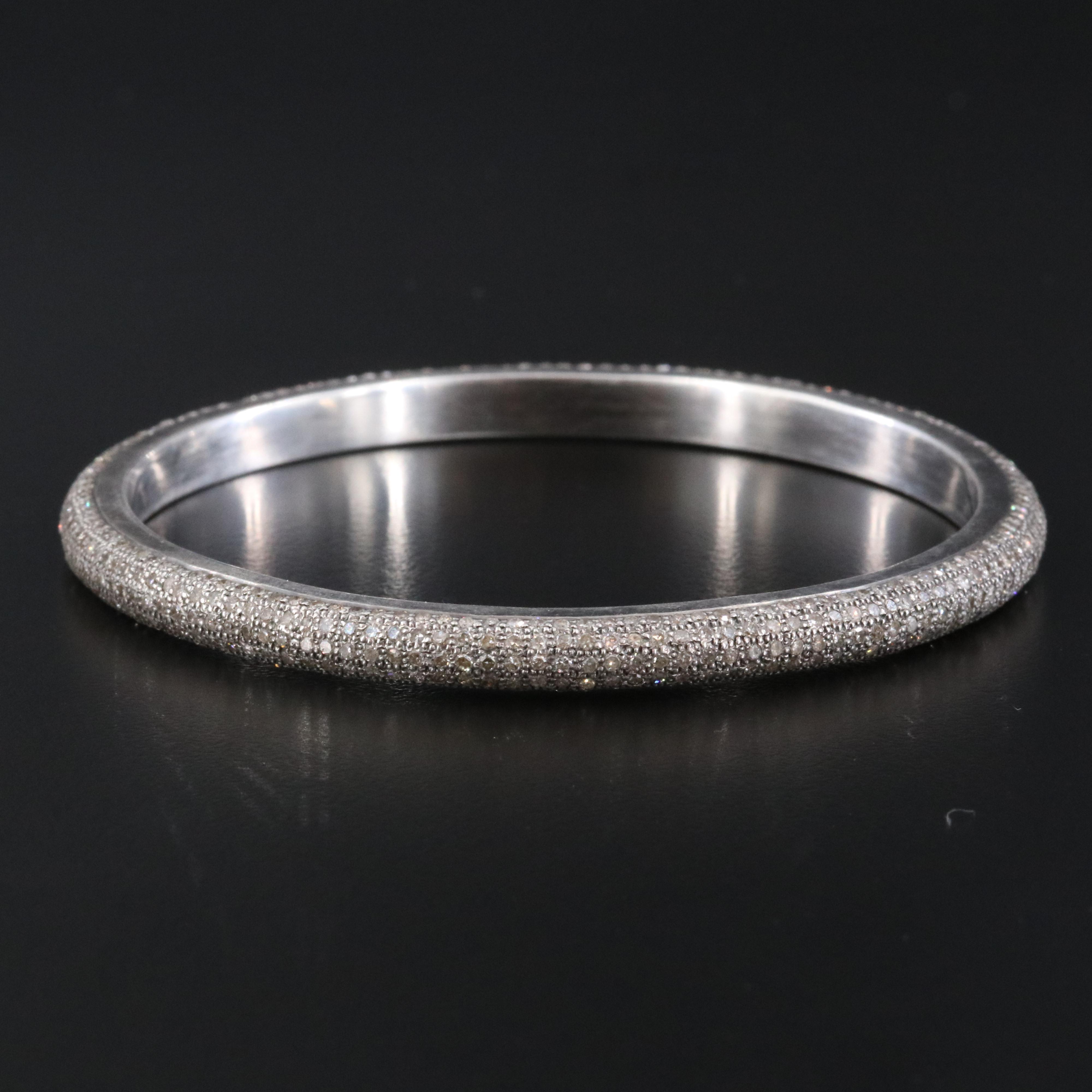 Sterling Diamond Bangle Bracelet Attributed to Sheryl Lowe