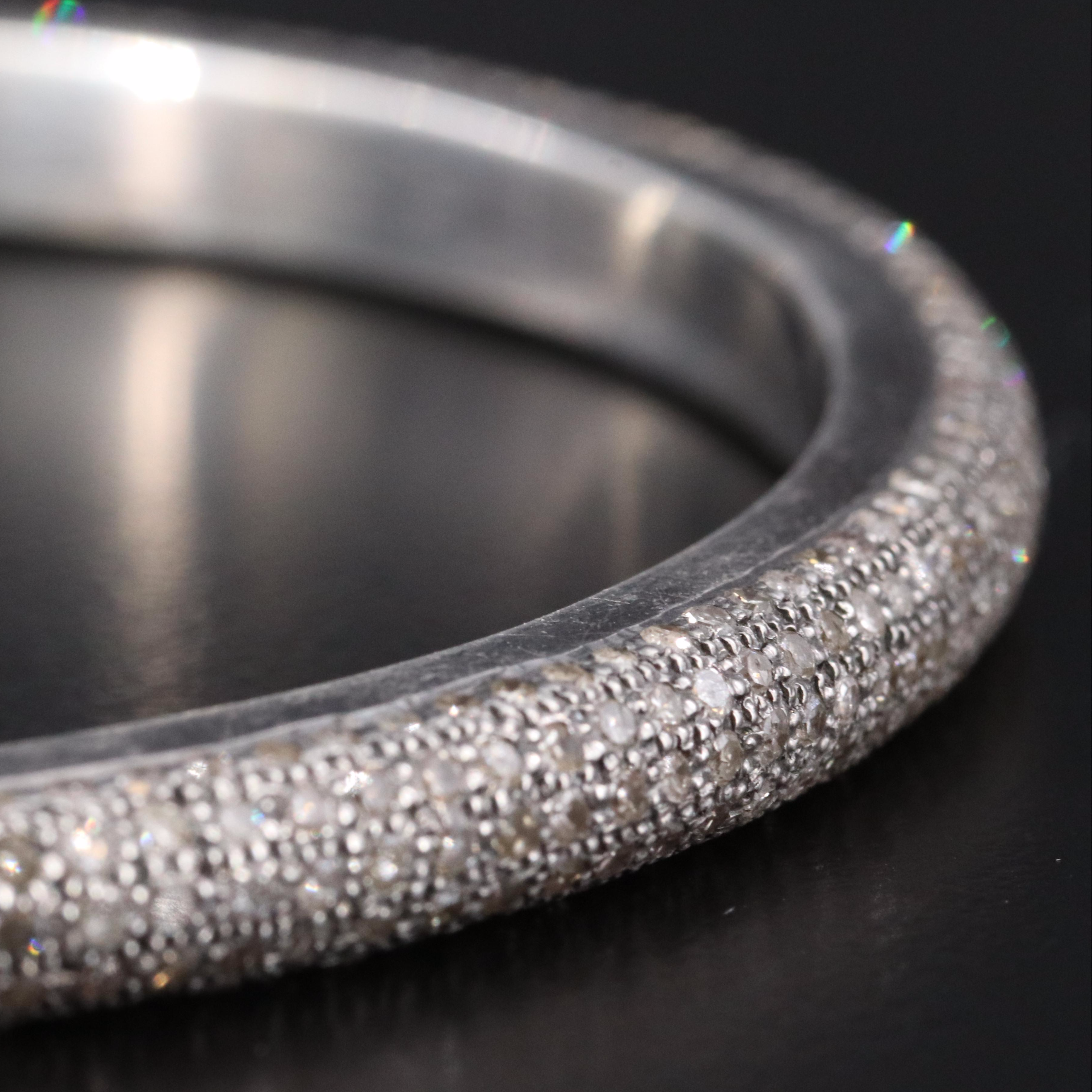 Sterling Diamond Bangle Bracelet Attributed to Sheryl Lowe