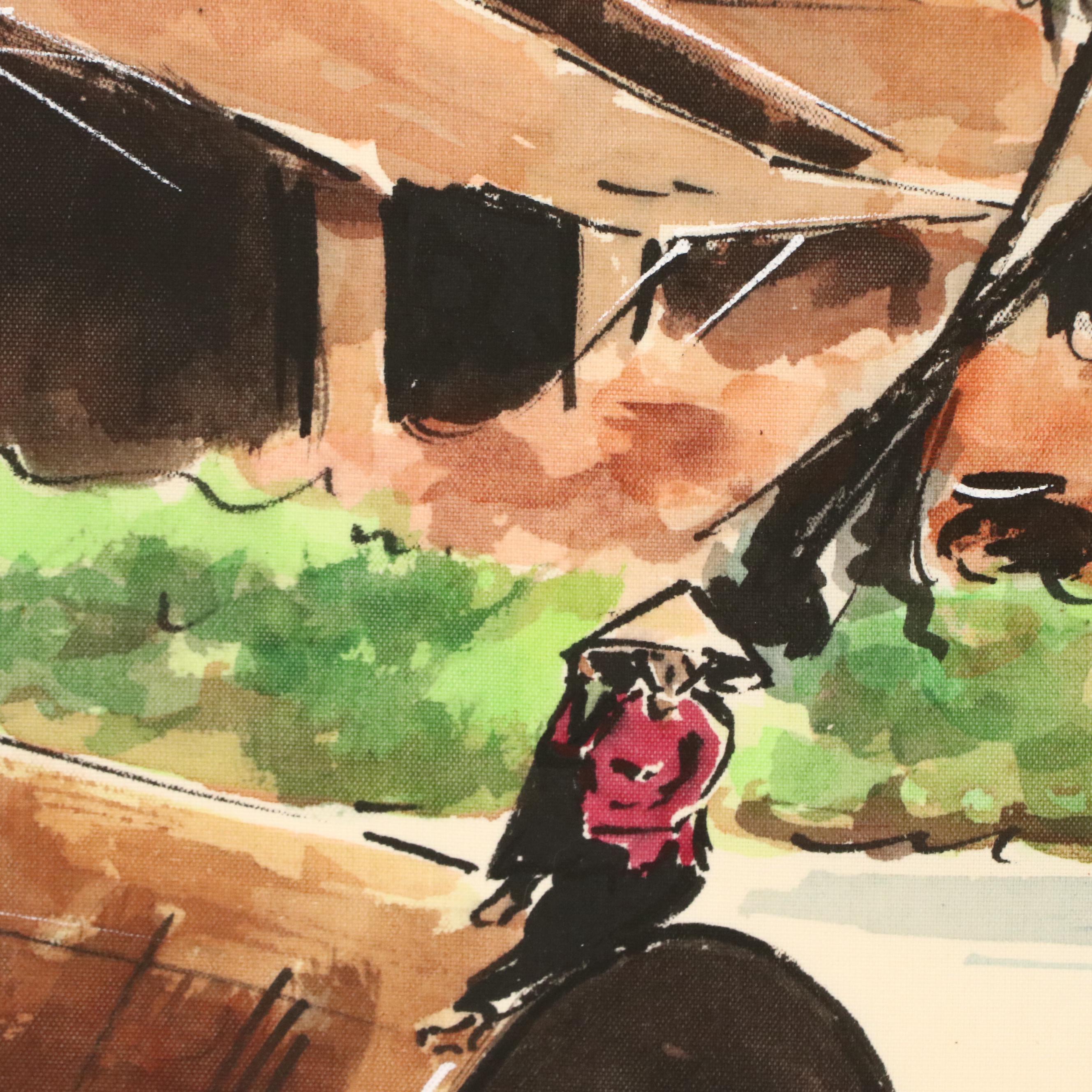 East Asian Watercolor Landscape Paintings, 20th Century