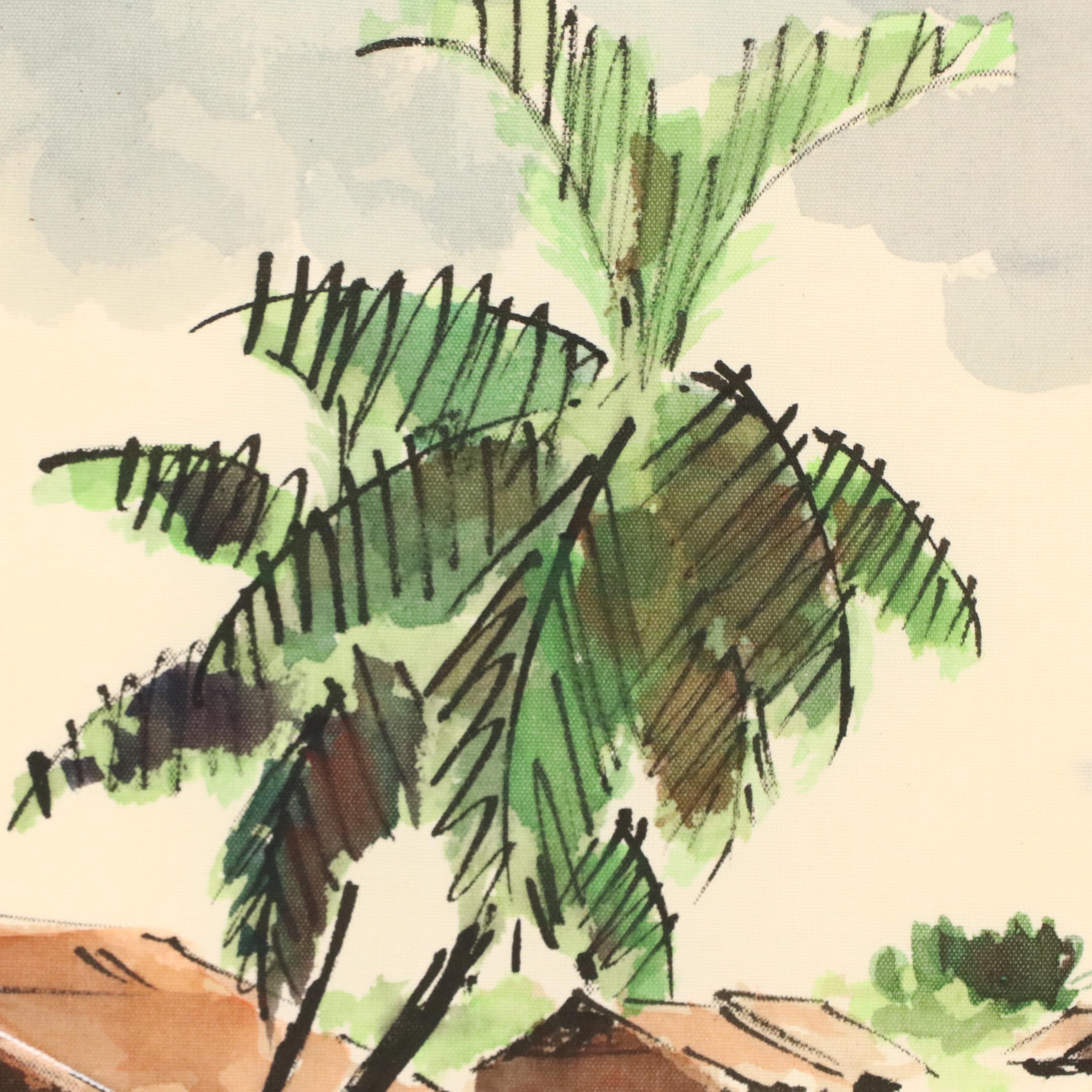 East Asian Watercolor Landscape Paintings, 20th Century