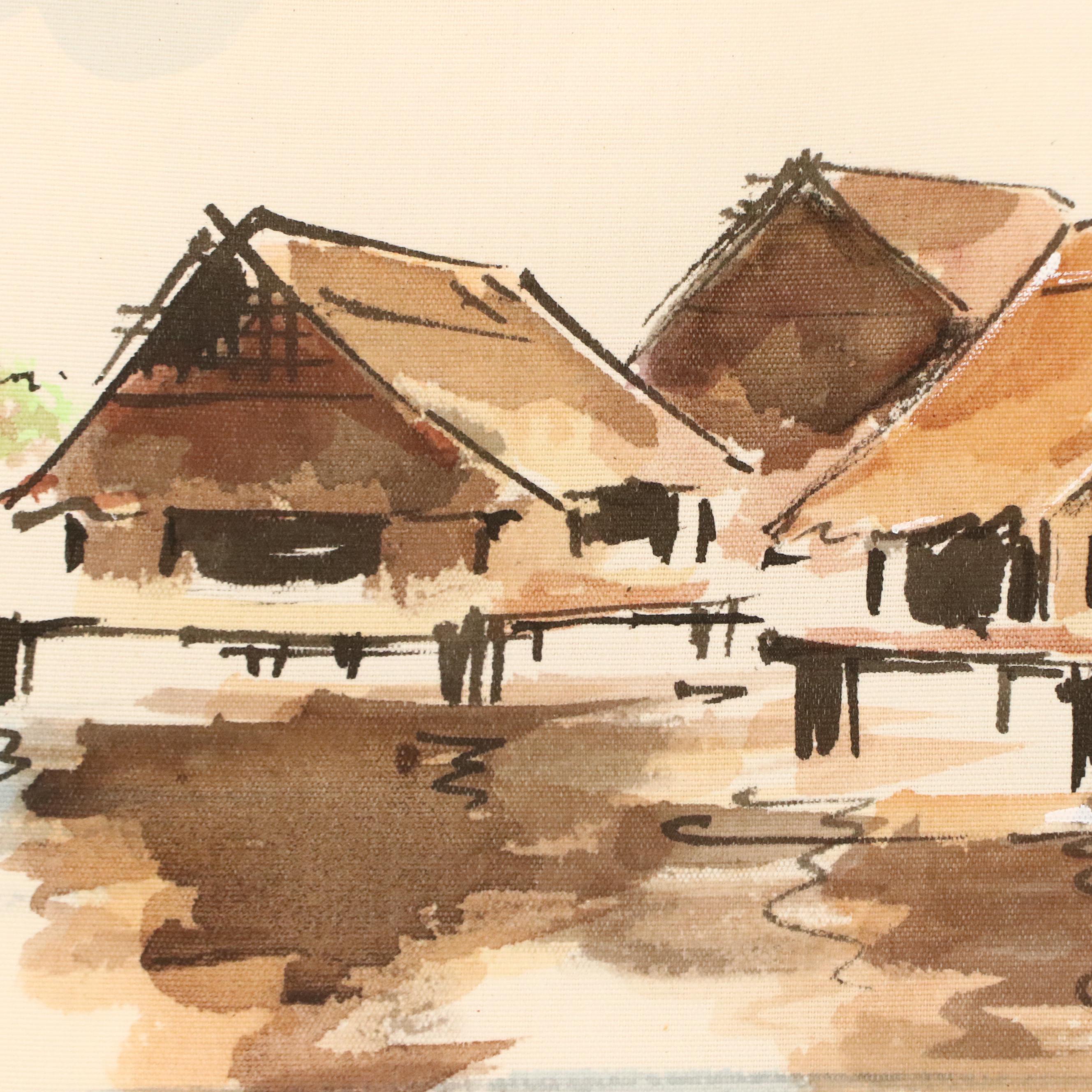 East Asian Watercolor Landscape Paintings, 20th Century