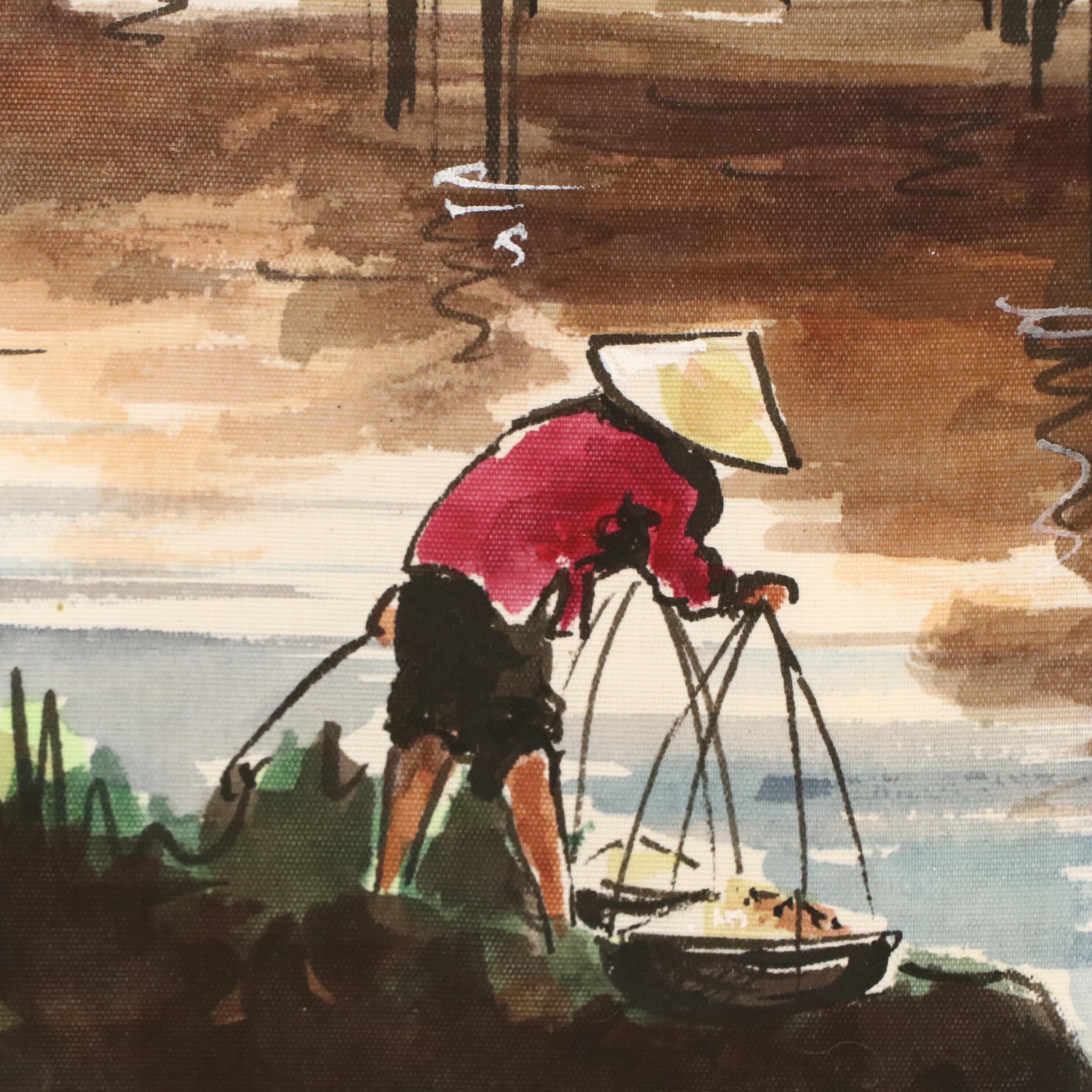 East Asian Watercolor Landscape Paintings, 20th Century