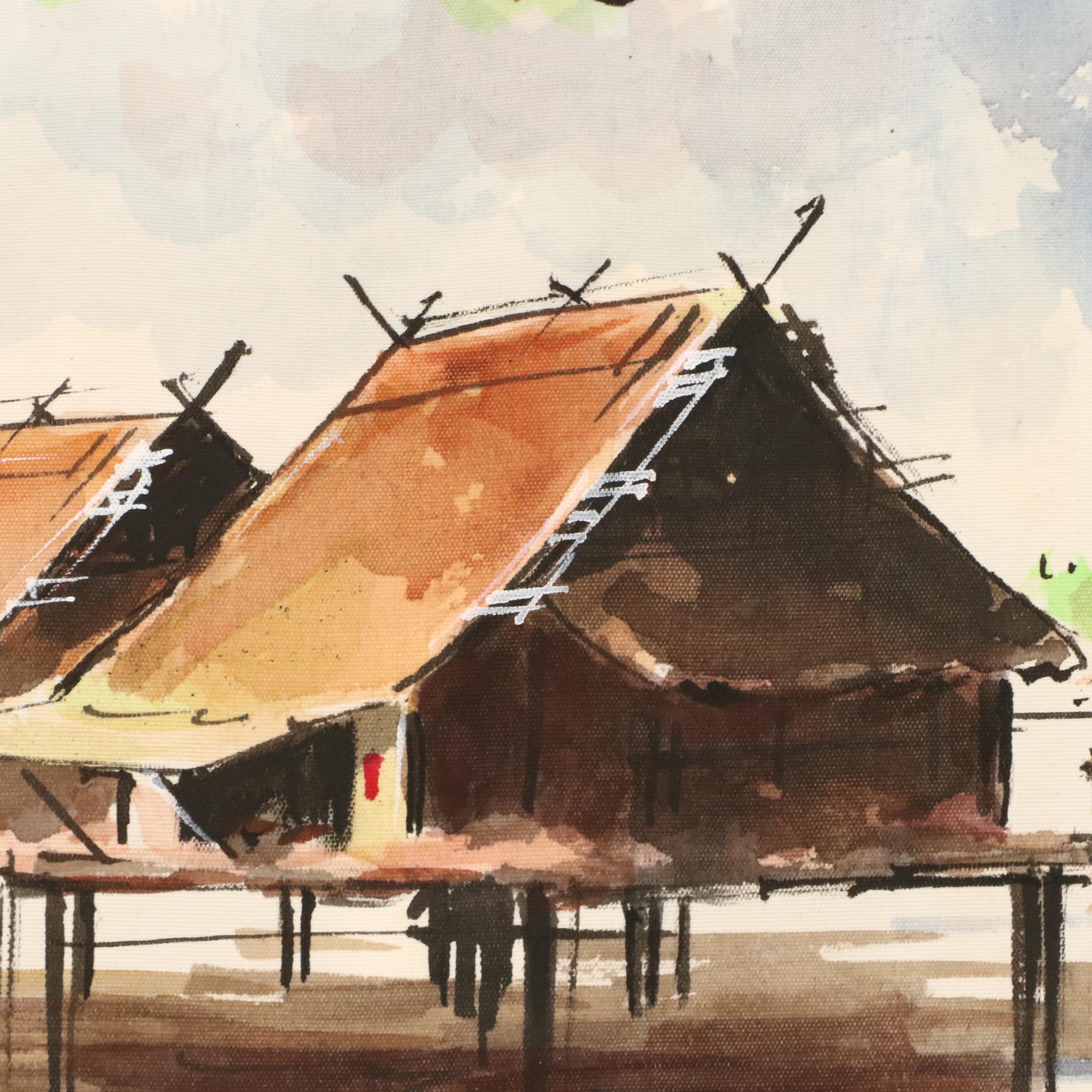 East Asian Watercolor Landscape Paintings, 20th Century