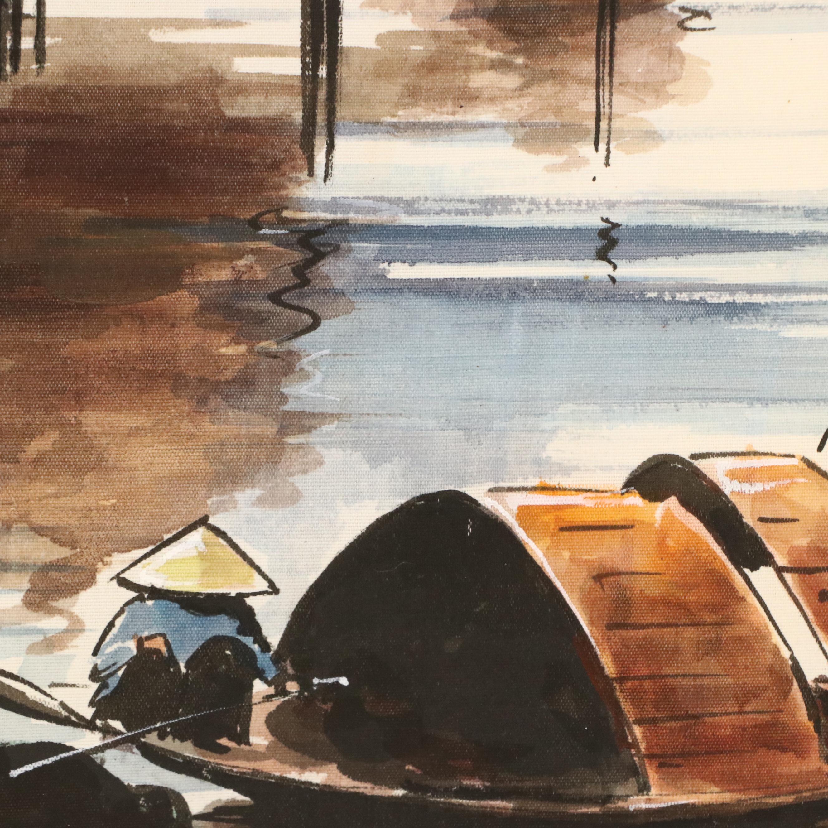 East Asian Watercolor Landscape Paintings, 20th Century