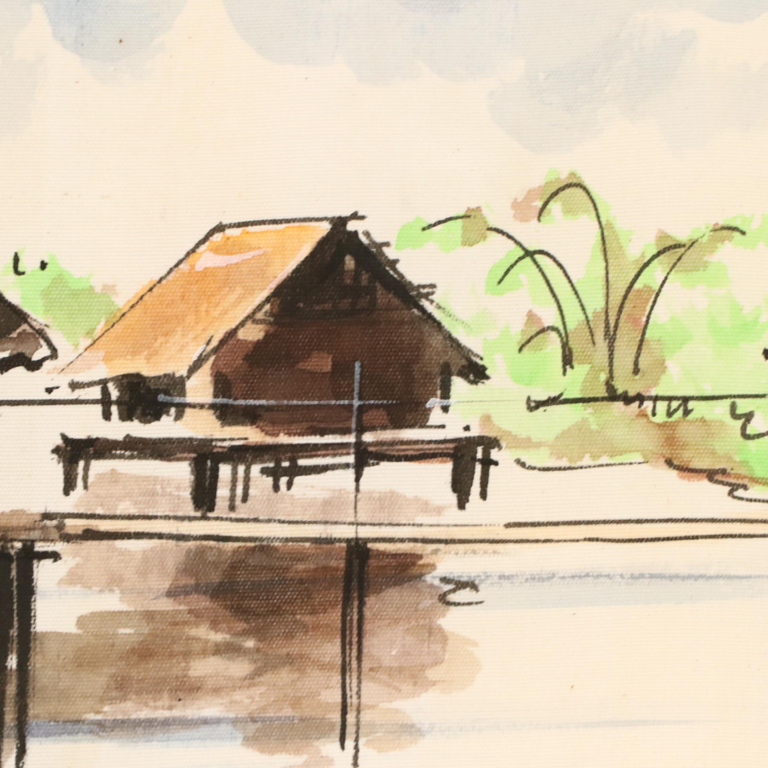 East Asian Watercolor Landscape Paintings, 20th Century