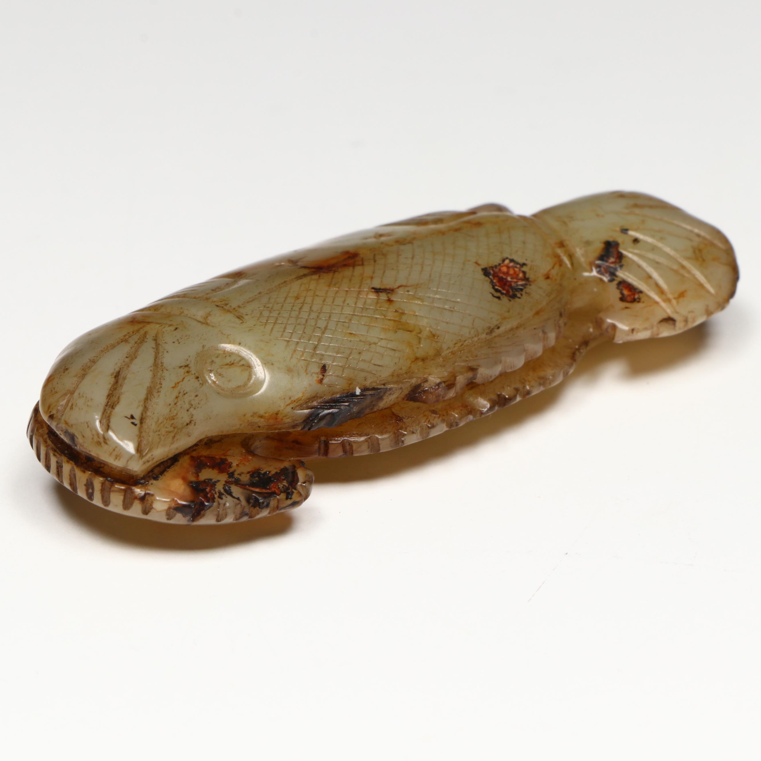 Chinese Carved Serpentine Double Fish Pendant