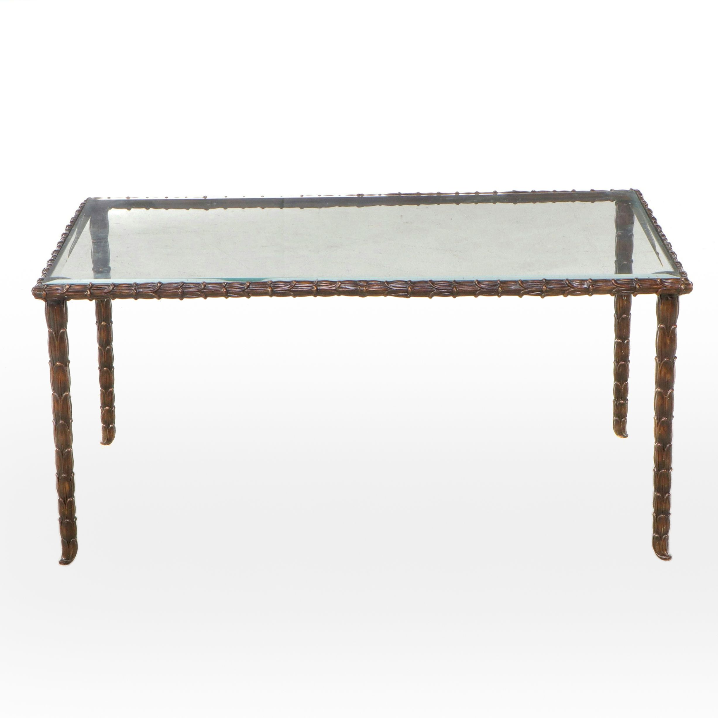 La Barge Metal Coffee Table with Glass Top