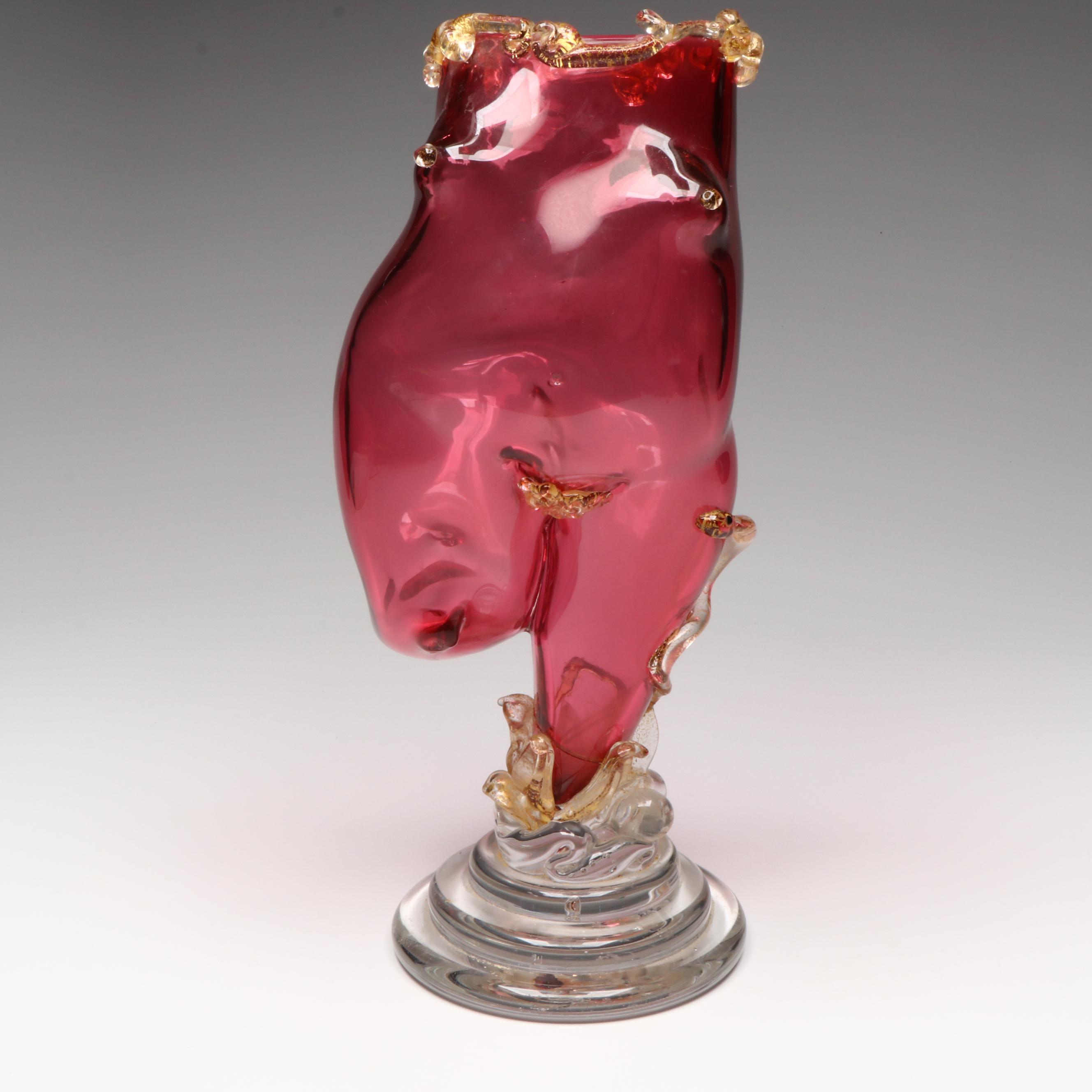 Artist Signed Female Form Blown Art Glass Vase