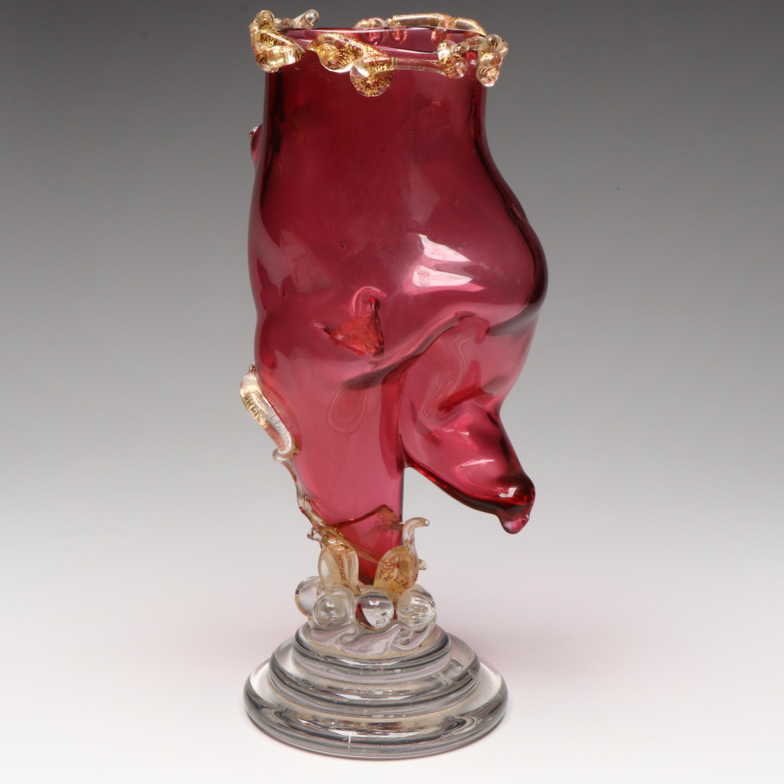 Artist Signed Female Form Blown Art Glass Vase