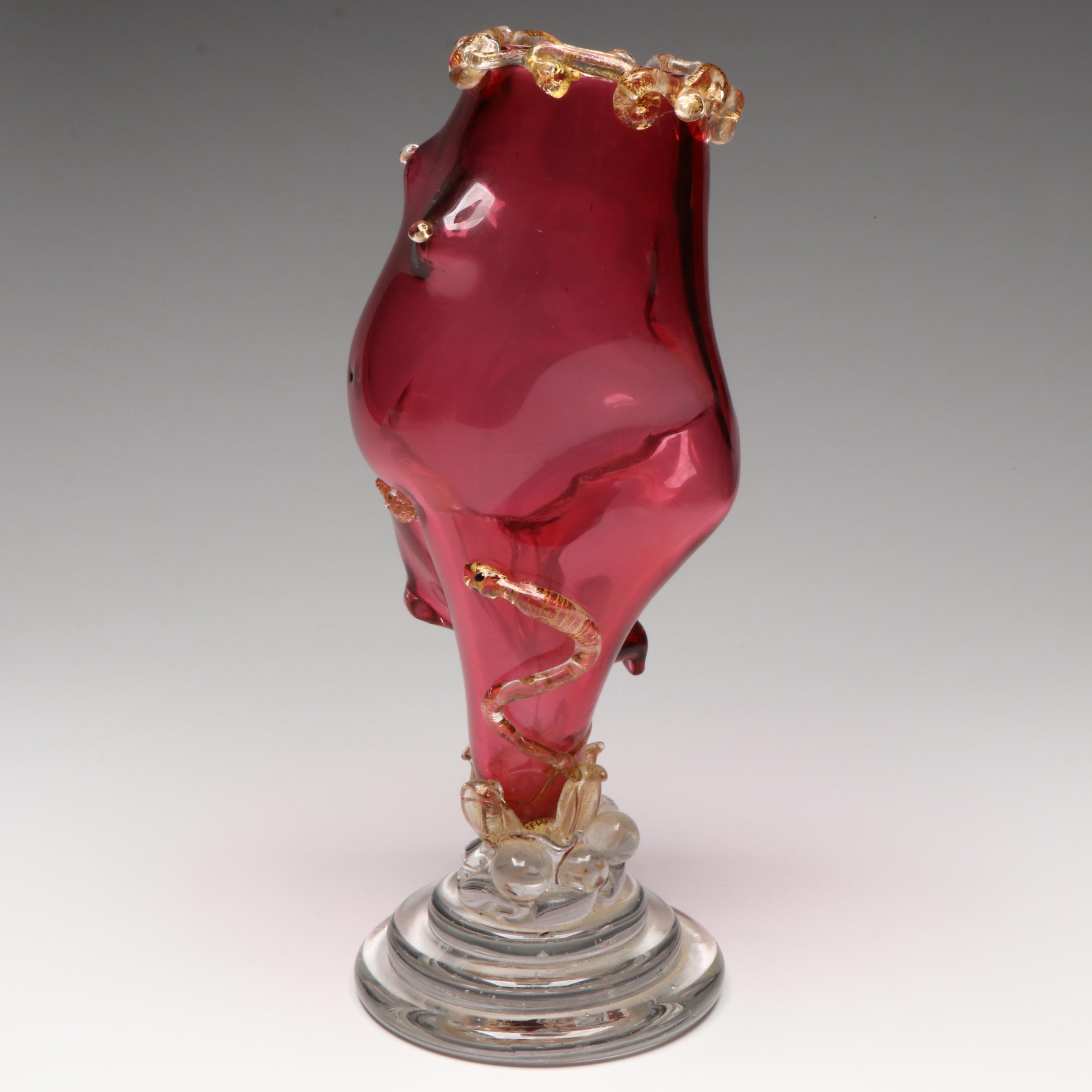 Artist Signed Female Form Blown Art Glass Vase