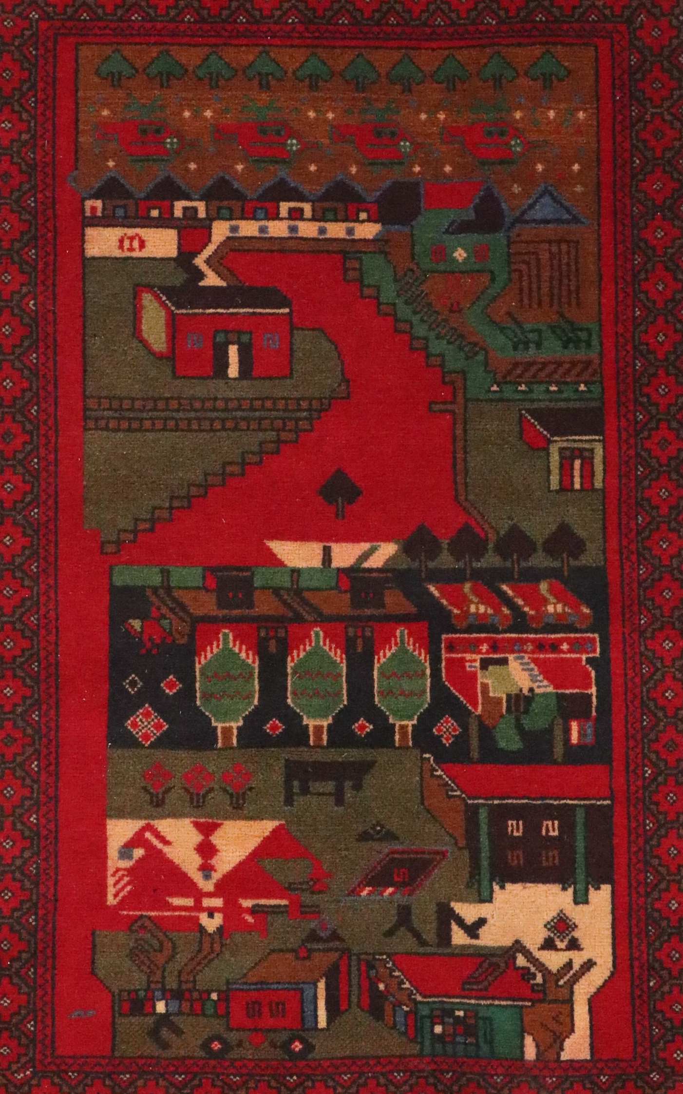 2'10 x 4'5 Hand-Knotted Afghan Pictorial Accent Rug