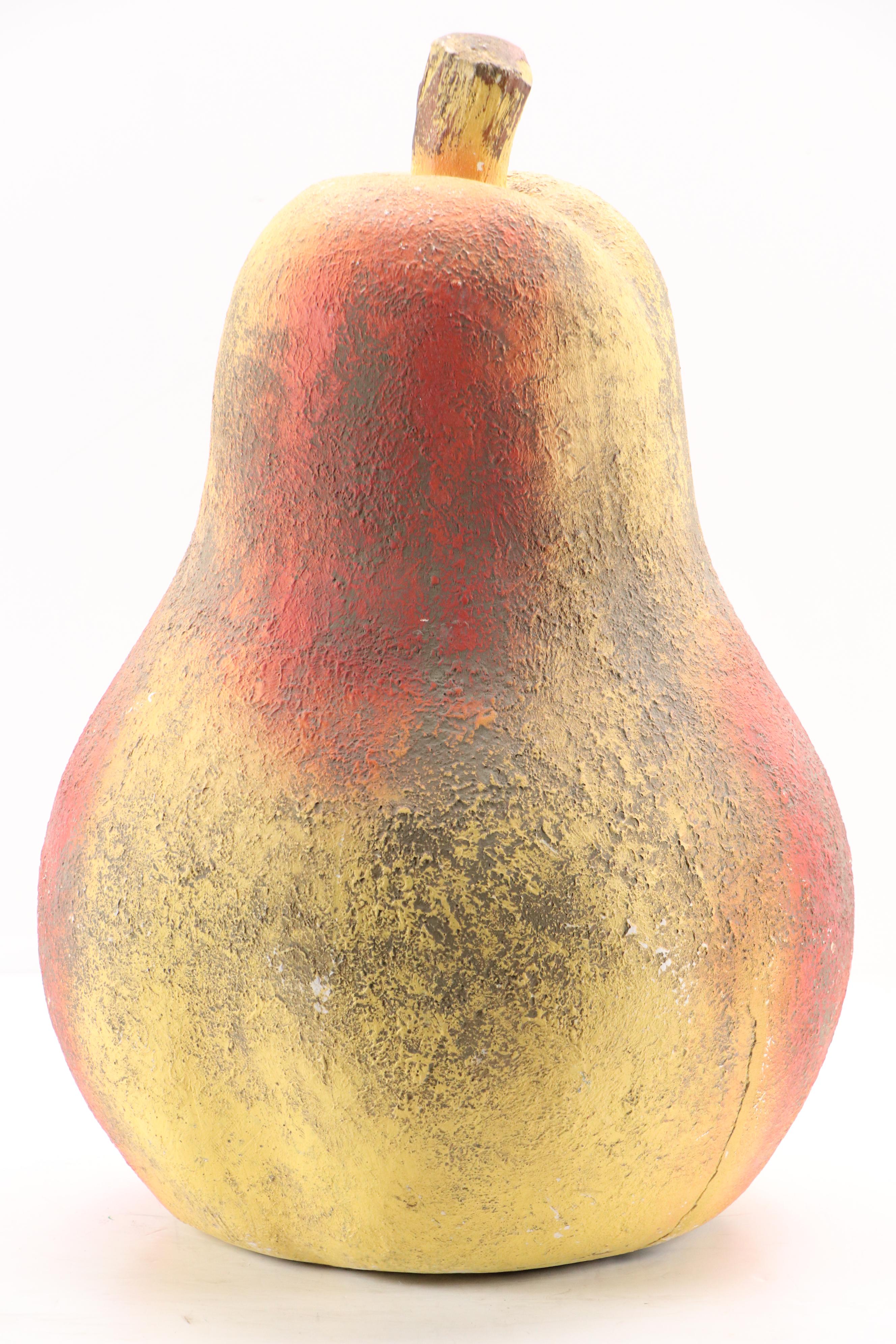 Large-Scale Airbrushed Chalkware Sculpture of a Pear, Circa 1930
