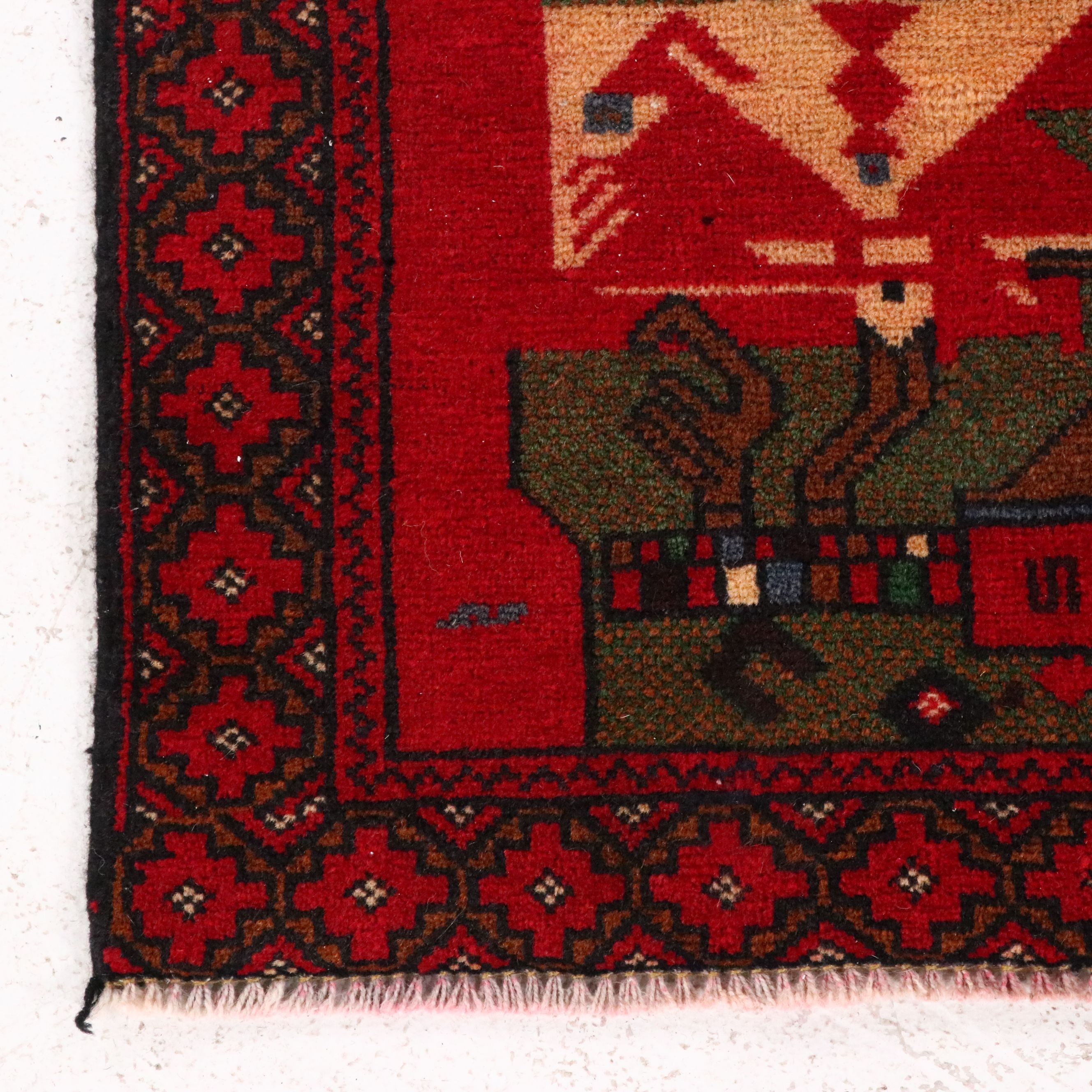 2'10 x 4'5 Hand-Knotted Afghan Pictorial Accent Rug