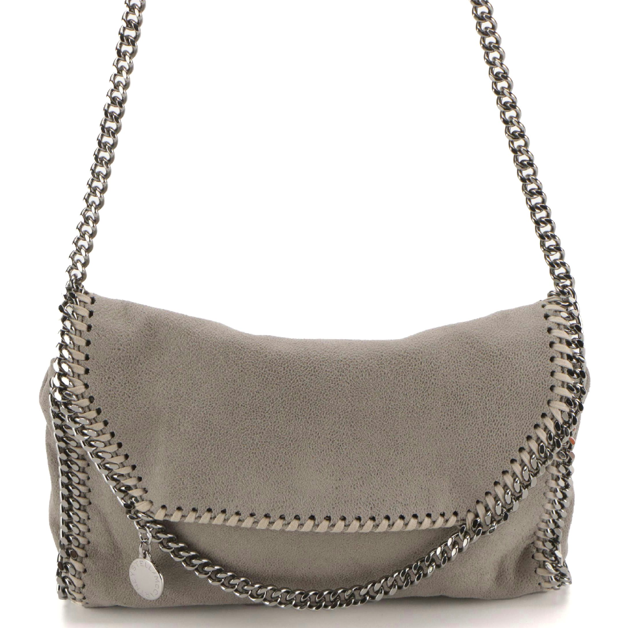 Stella McCartney Mini Falabella Crossbody in Grey Shaggy Deer Faux Suede